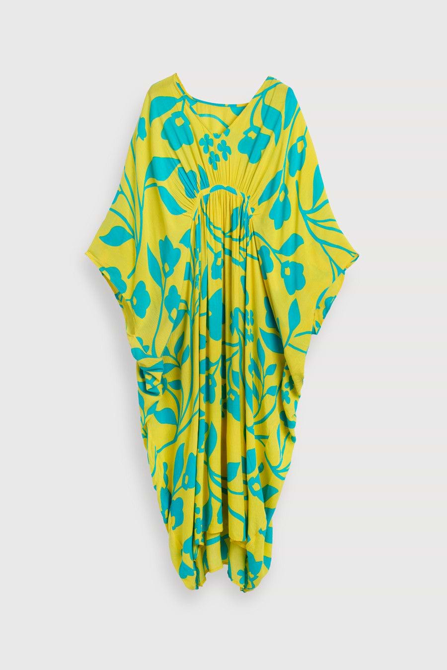 Bold Floral Kaftan Maxi Yellow