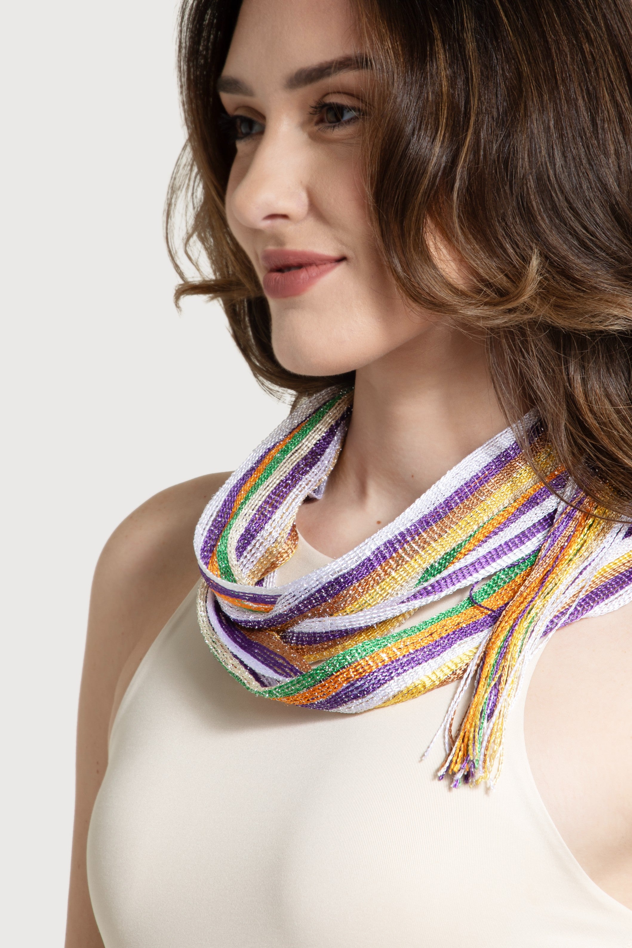 Lurex Solid Skinny Fringe Scarf – SAACHI