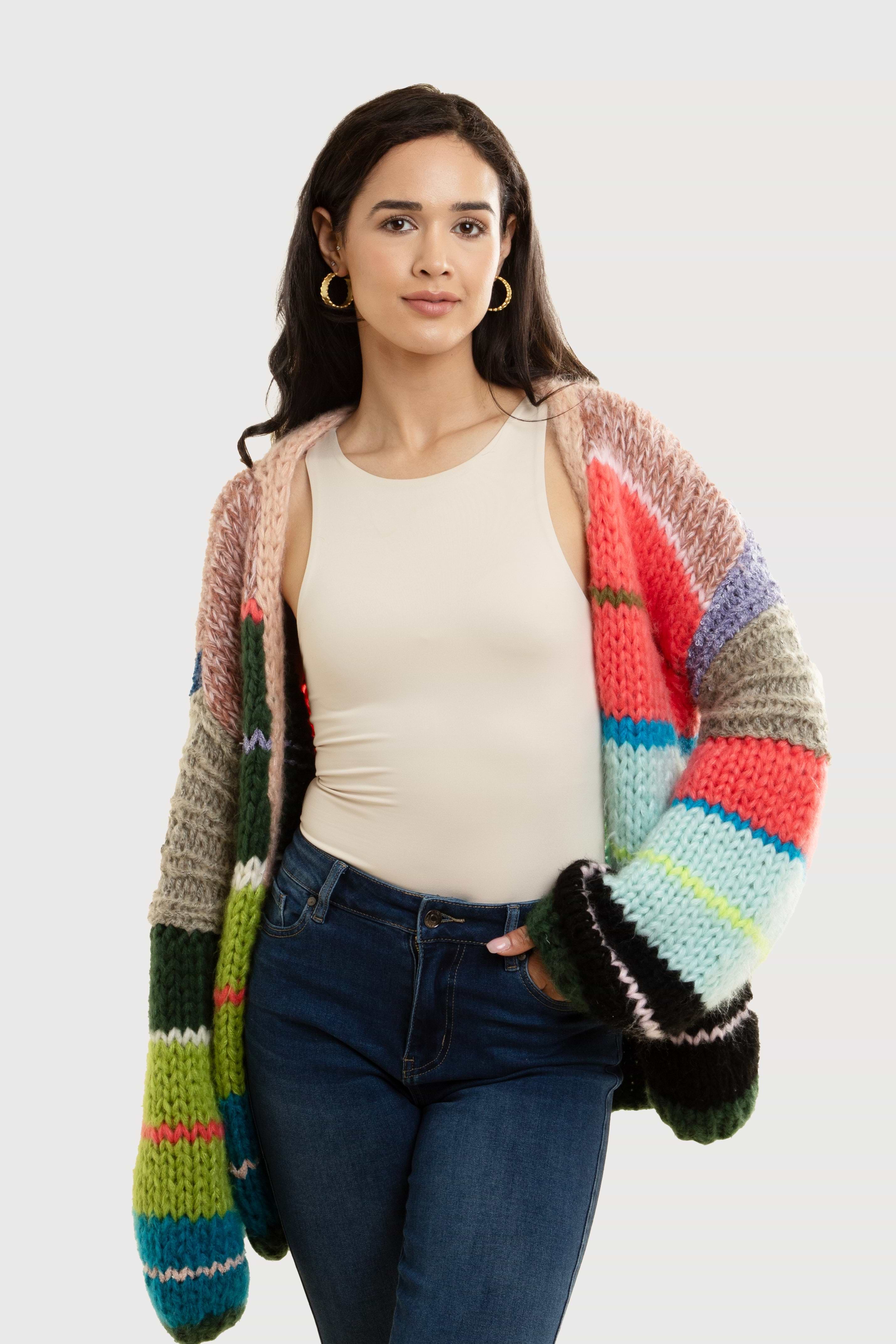 Knitted Rainbow Multitoned Cardigan – SAACHI