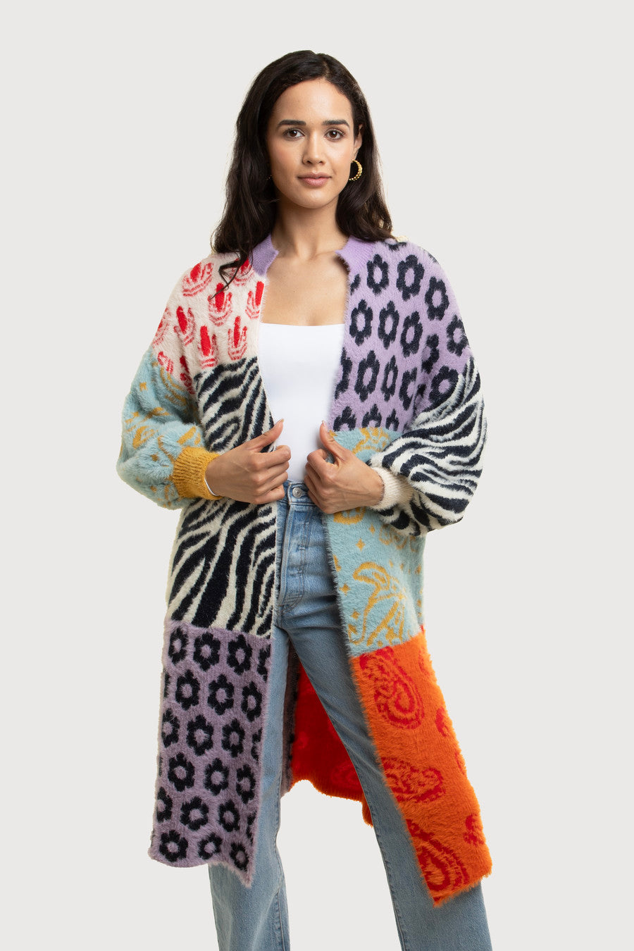 トップス amachi. rainy pattern knit cardigan トップス amachi. Rainy Pattern Knit Cardigan amachi.Rainy