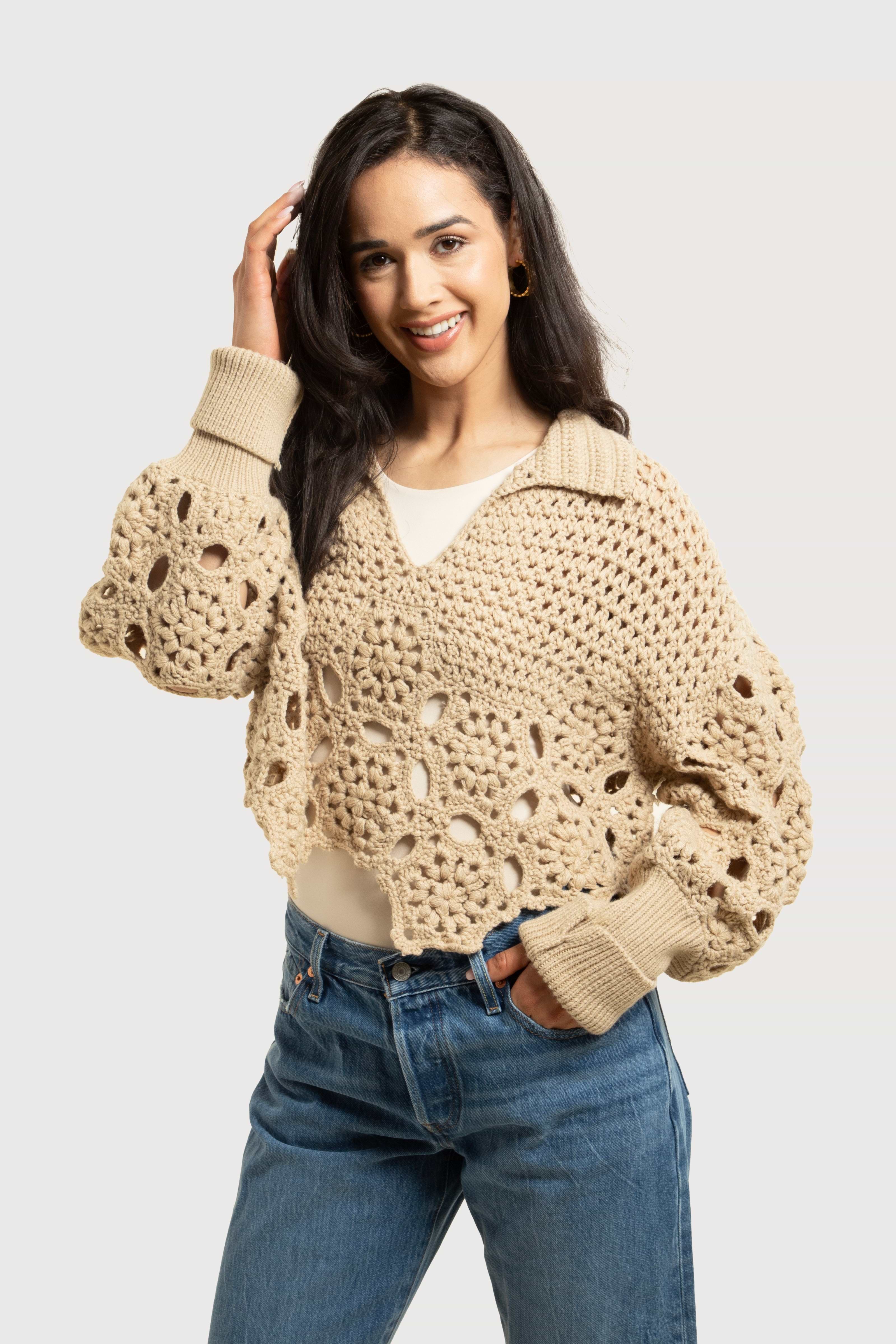 トップス HYKE CROCHETED SWEATER CROCHETED SWEATER-クロチェットセーター-HYKE（ハイク）通販