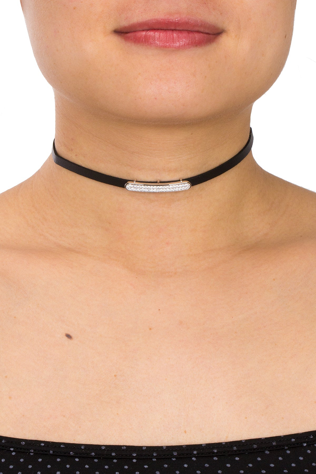 Crystal Leather Choker Black