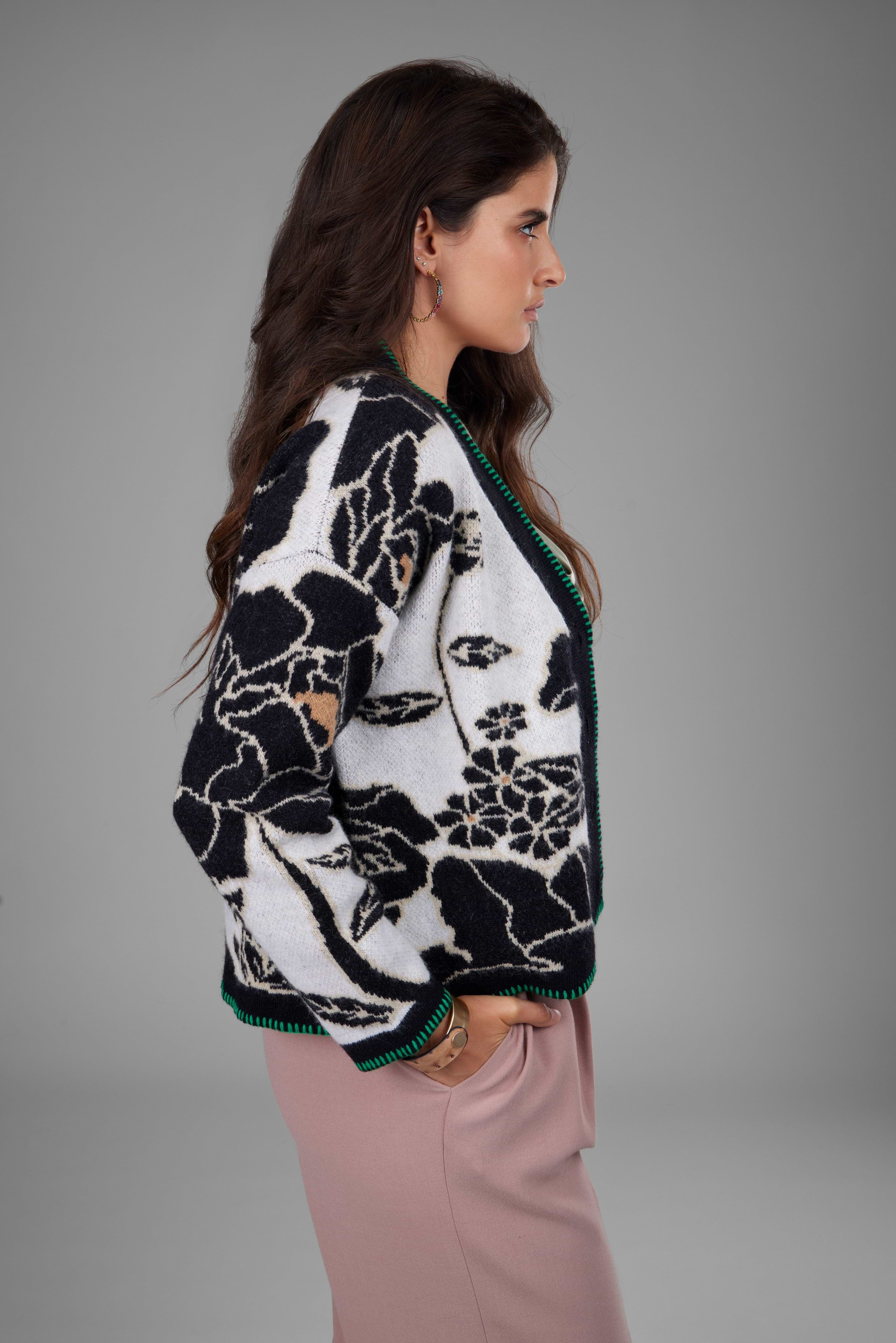 Abstract Floral Button Cardigan – SAACHI