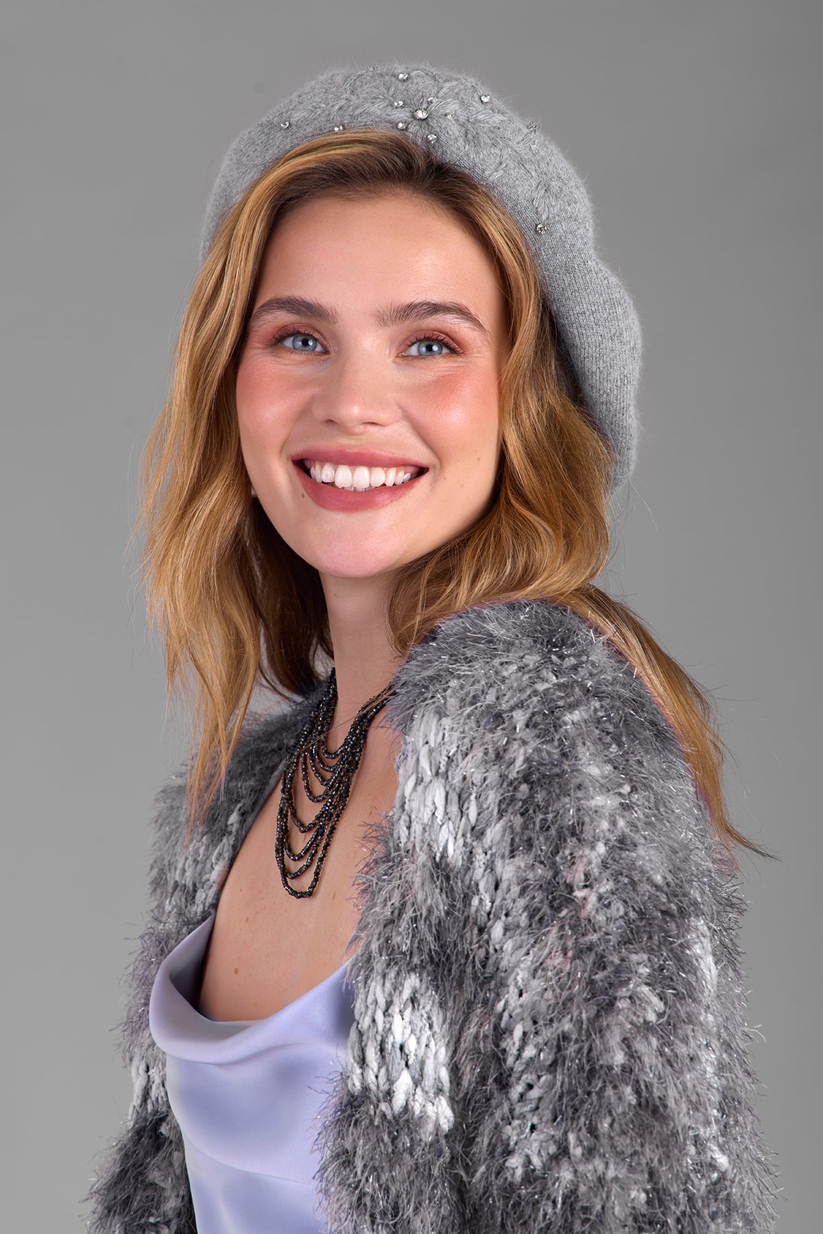 Crystal Embellished Floral Beret