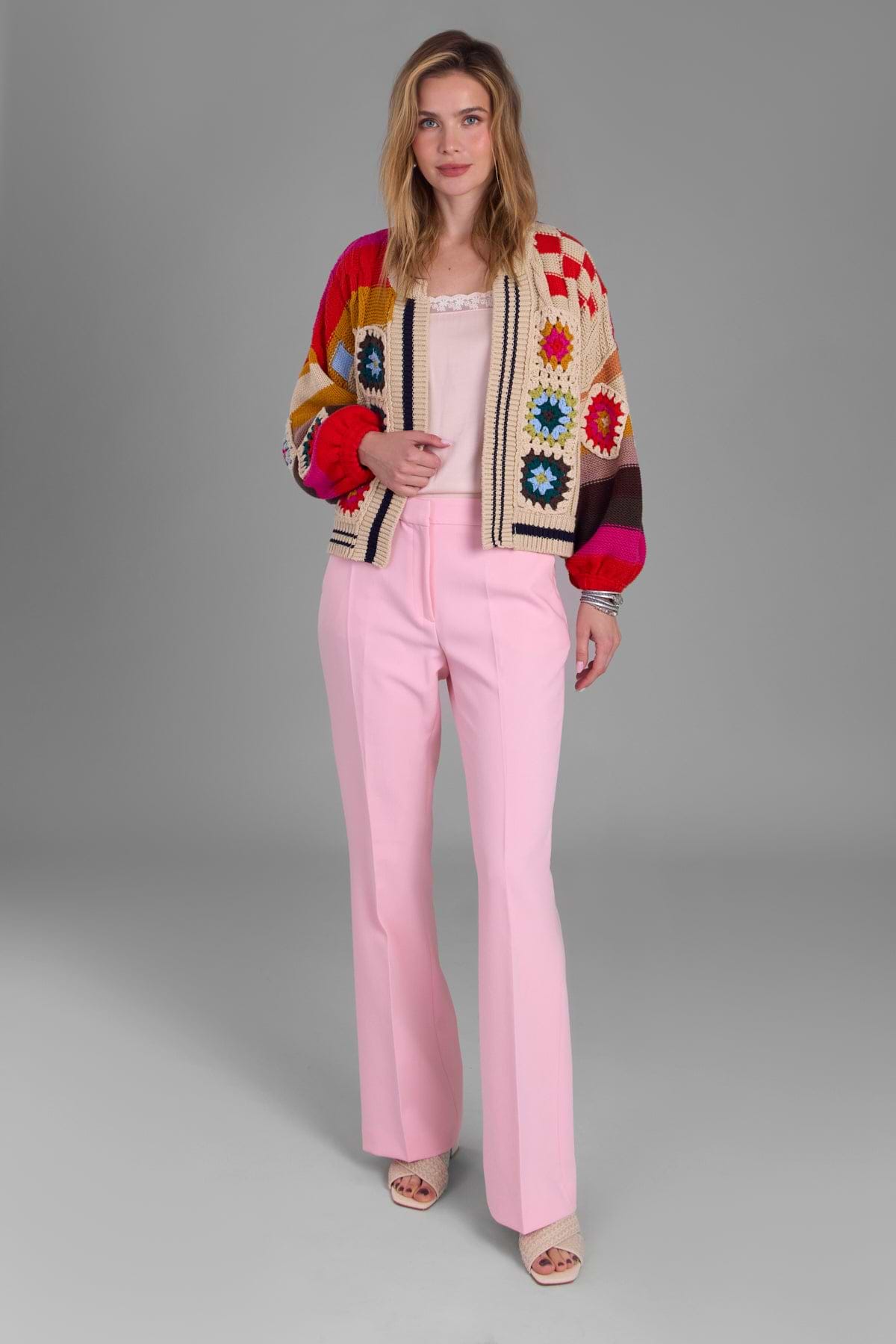 Square Checkered Multi Pattern Cardigan – SAACHI