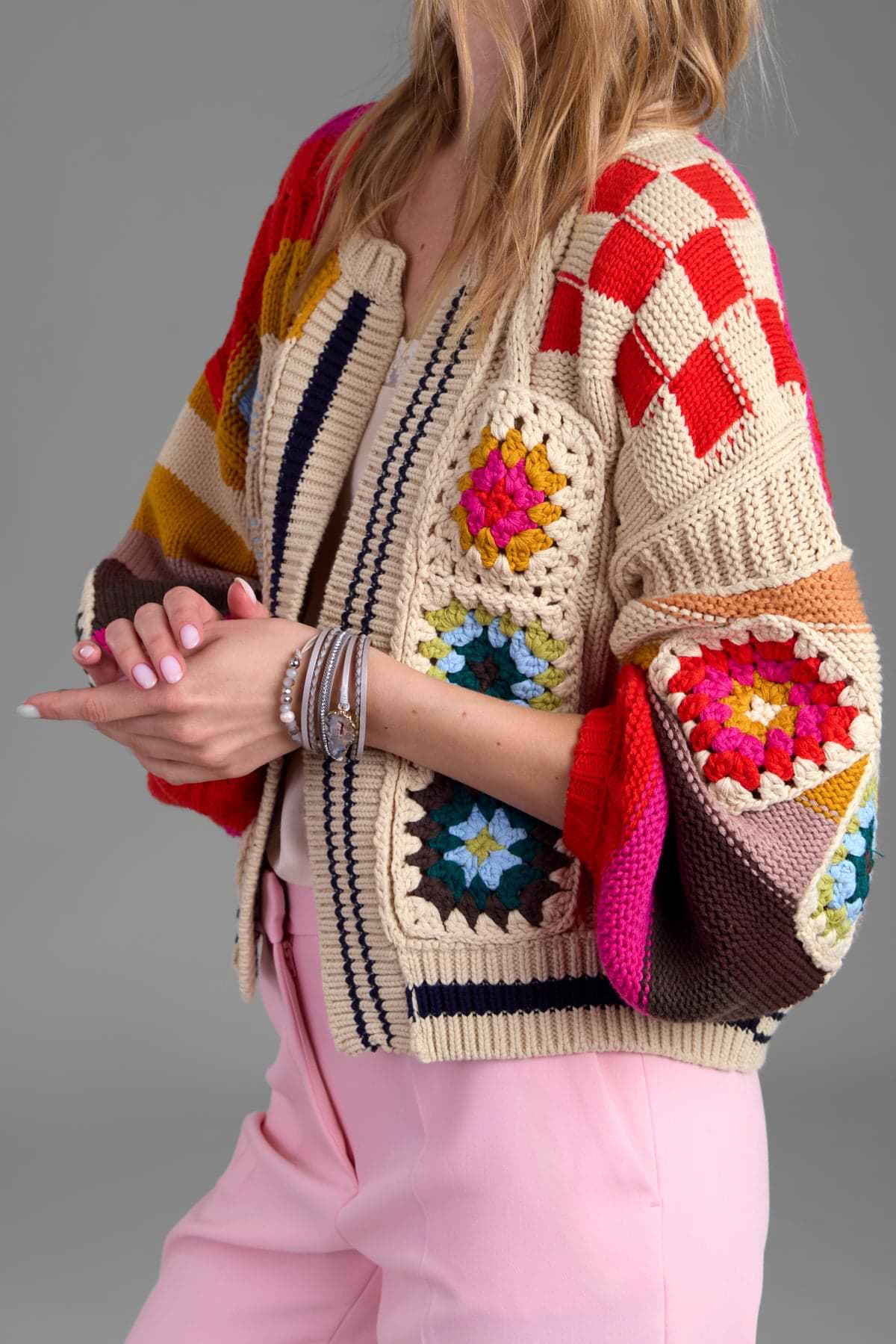 トップス Sorry a bootleg program SANCHA CARDIGAN Square Checkered Multi Pattern Cardigan – SAACHI