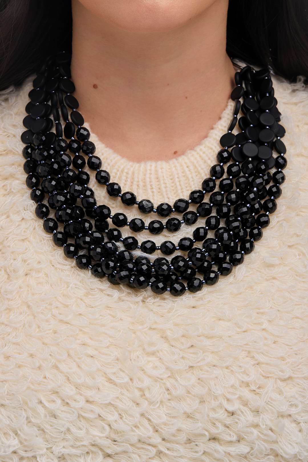 Women's Braided Beaded Statement Necklace - Multi-Strand Colorful Bubble Collar Necklace With Extender