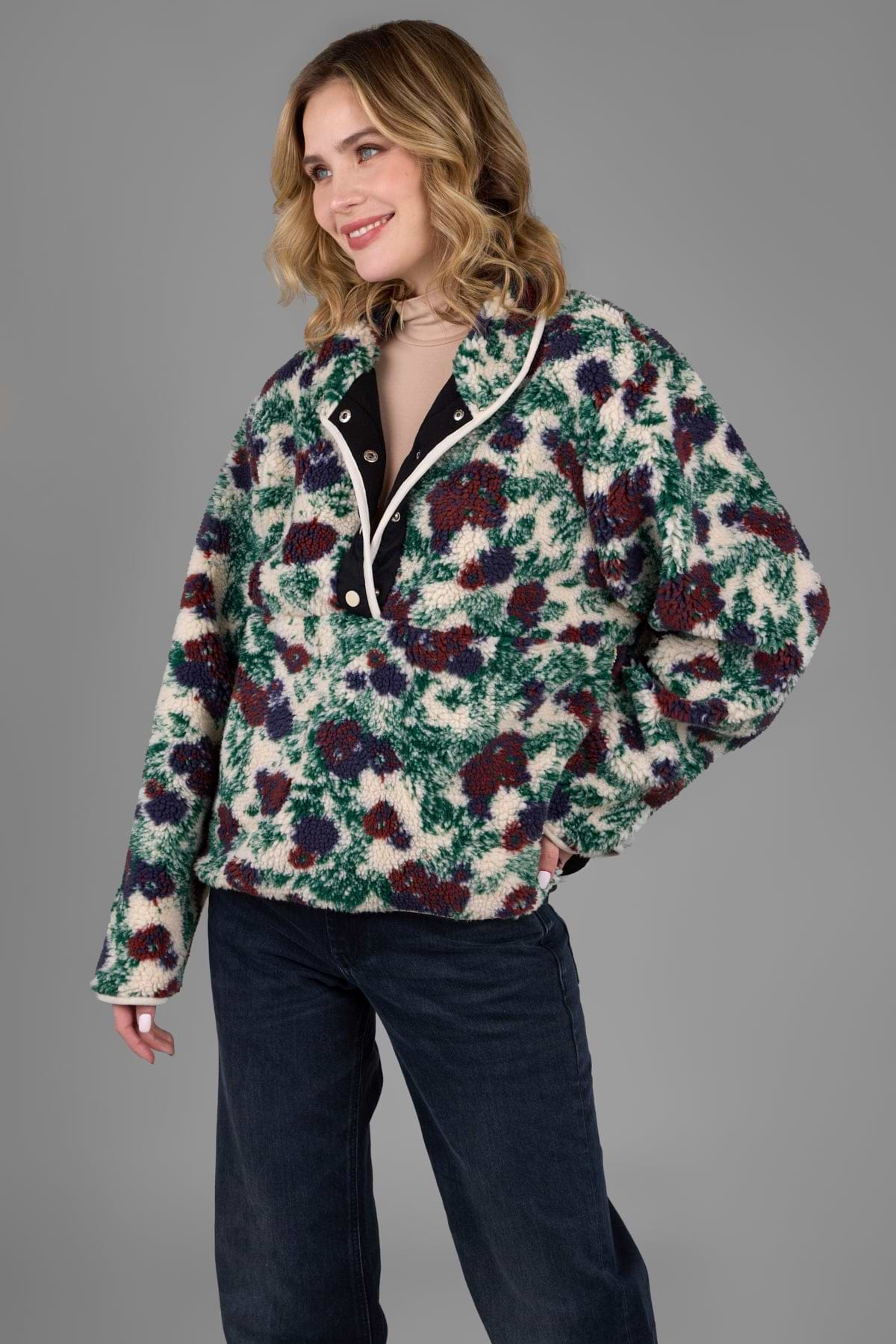 Floral Sherpa Pullover Jacket – SAACHI