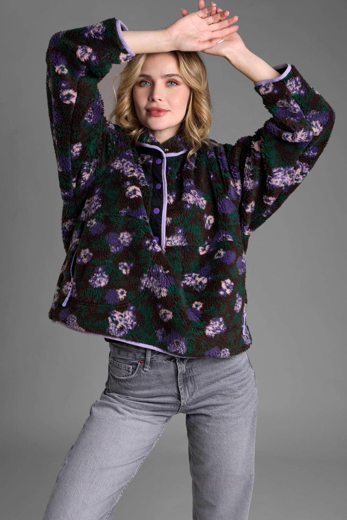 Floral Sherpa Pullover Jacket – SAACHI