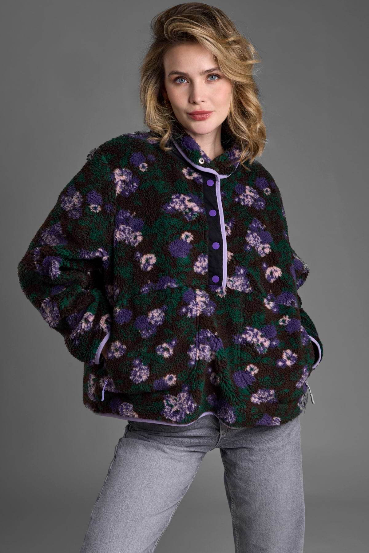 Floral Sherpa Pullover Jacket – SAACHI