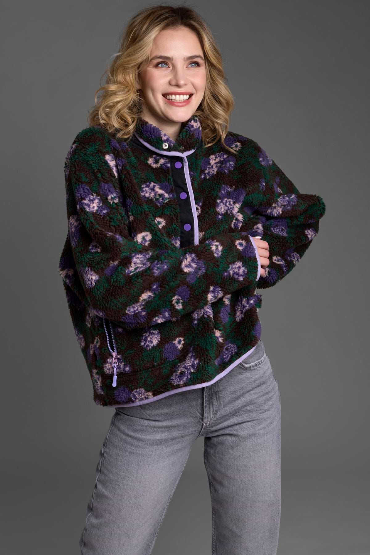 Floral Sherpa Pullover Jacket – SAACHI