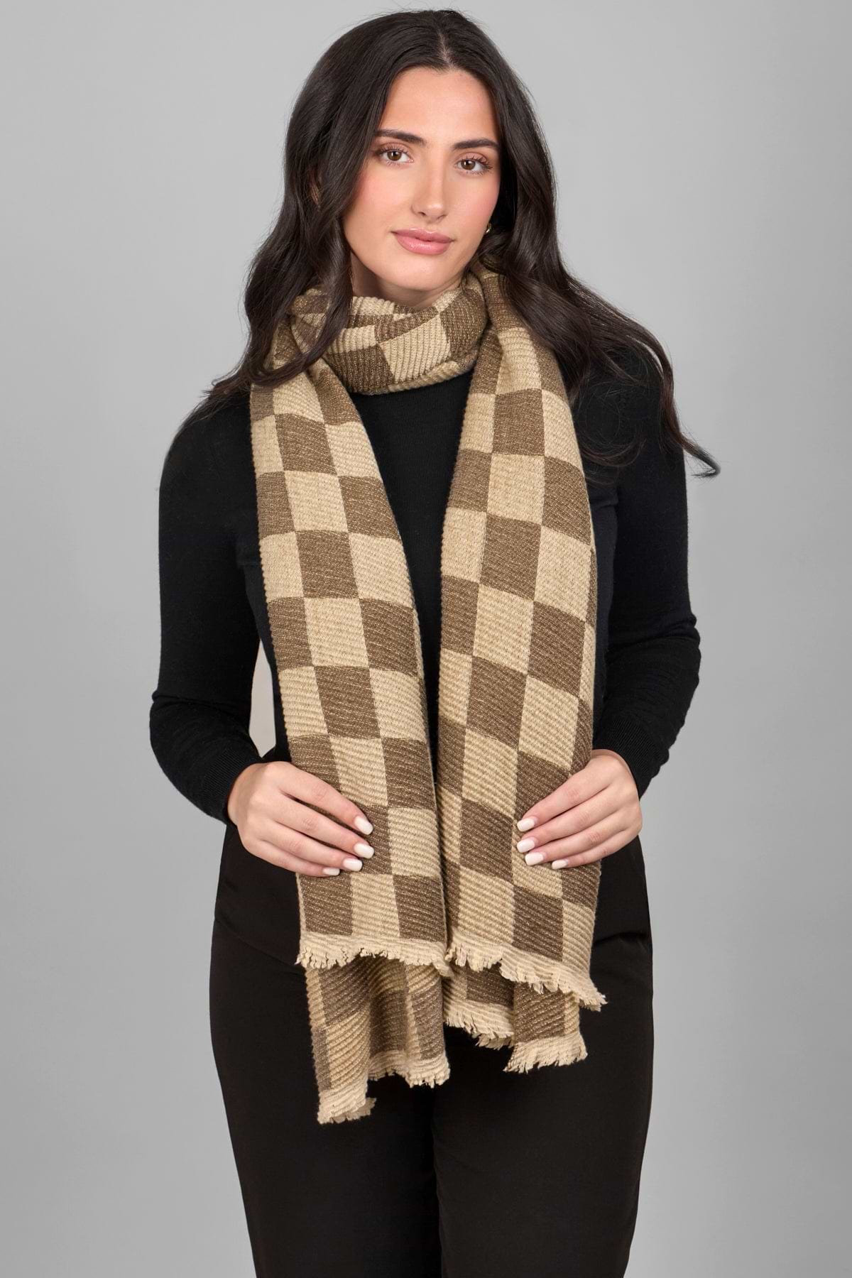 Coing brush check long muffler scarf - WONDER WONDER | 60