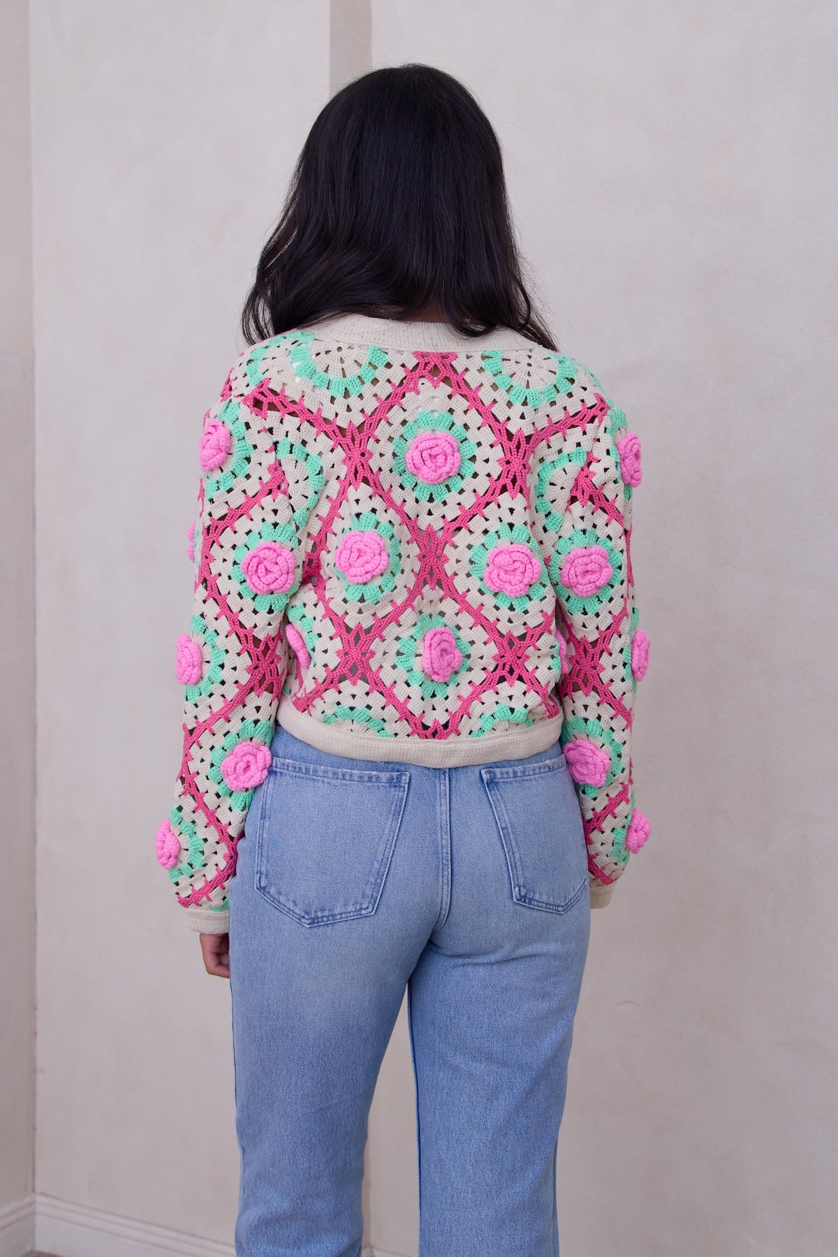 Rosette Crochet Cardigan