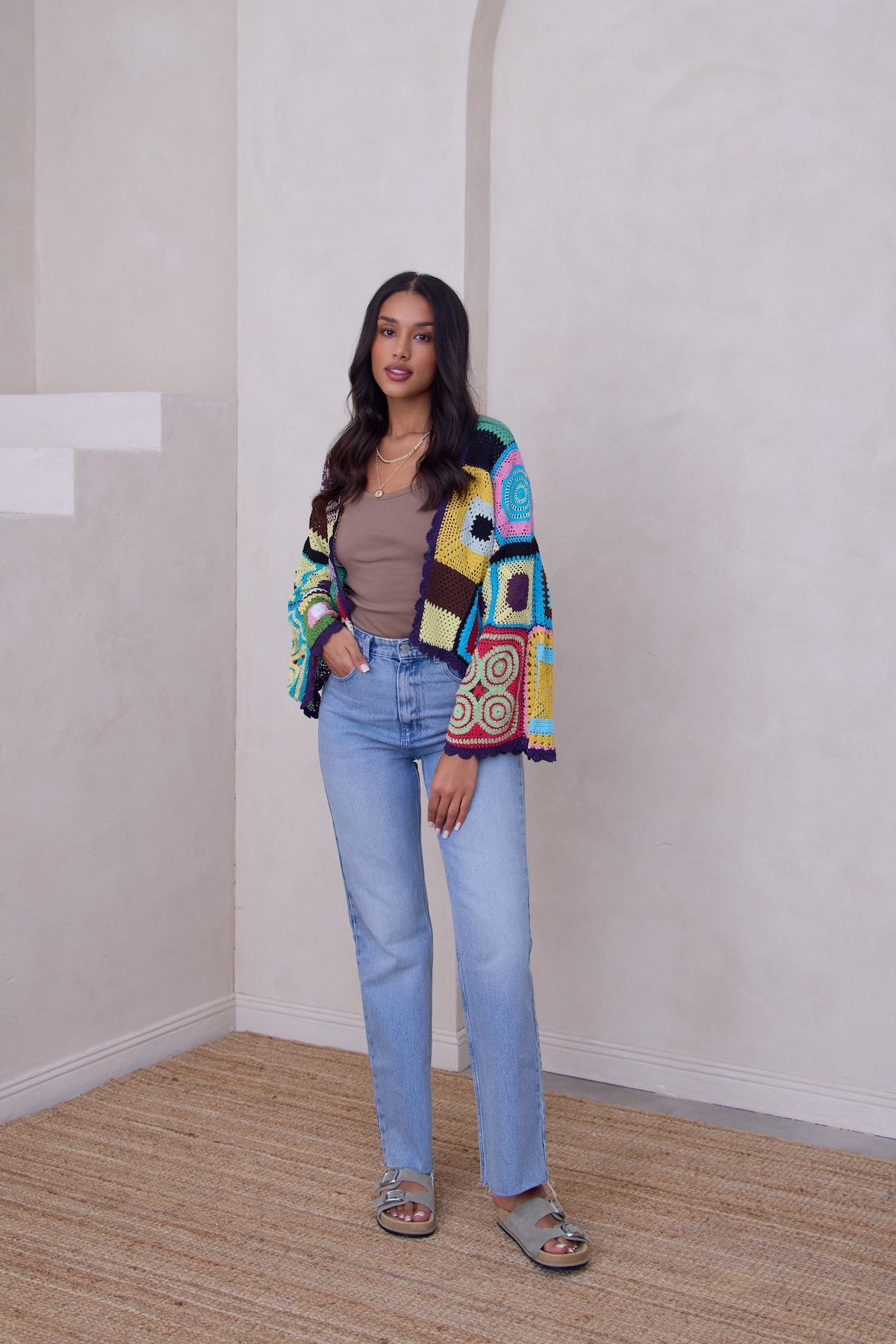 Multicolored Crochet Cardigan Cotton Jacket