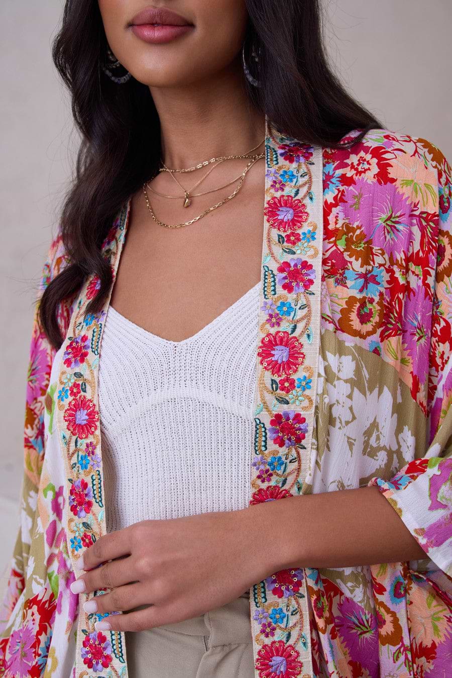 Lace Embroidered Floral Kimono – SAACHI