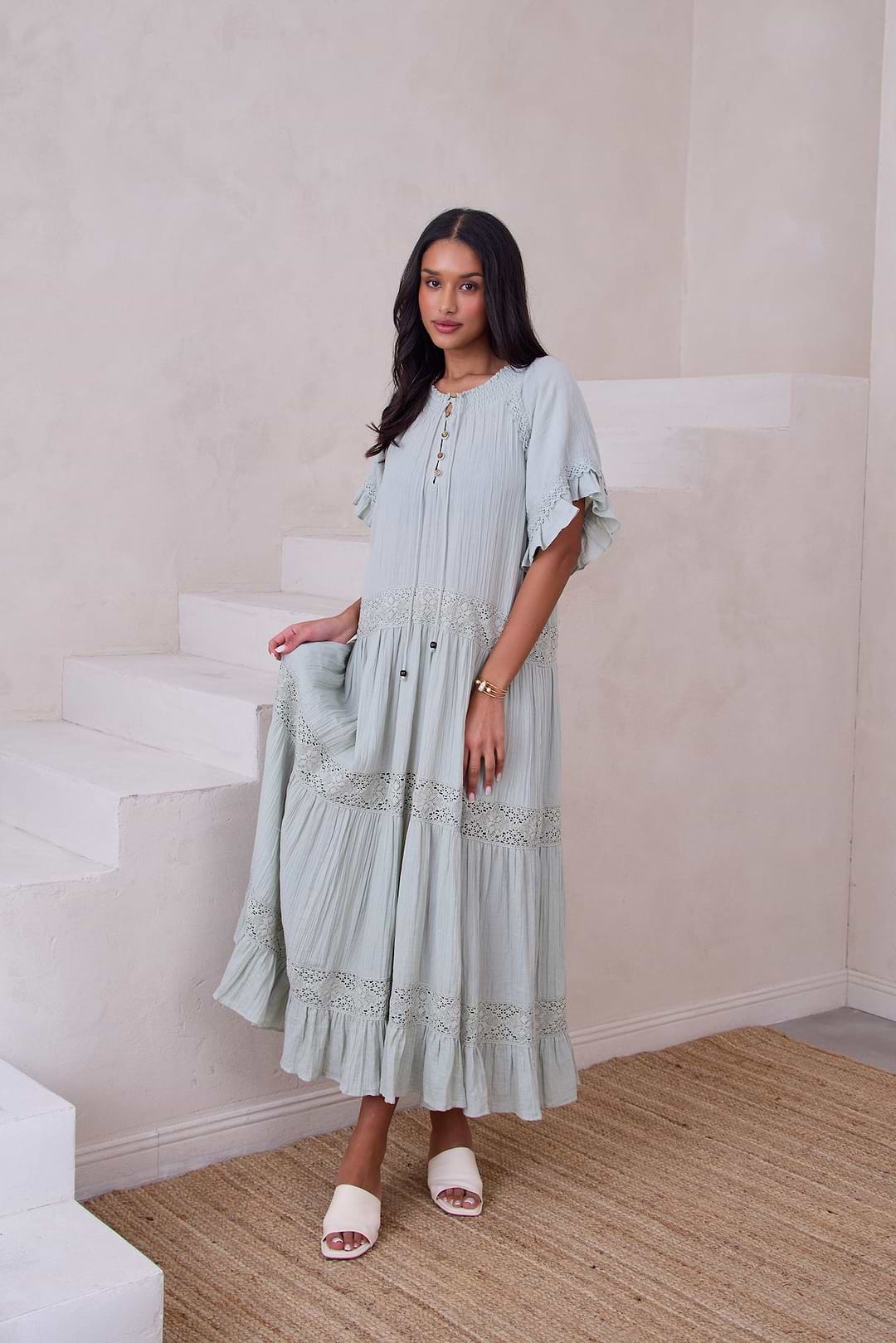 Cotton Long Kaftan Dress SAACHI Cotton Long Kaftan Dress SAACHI