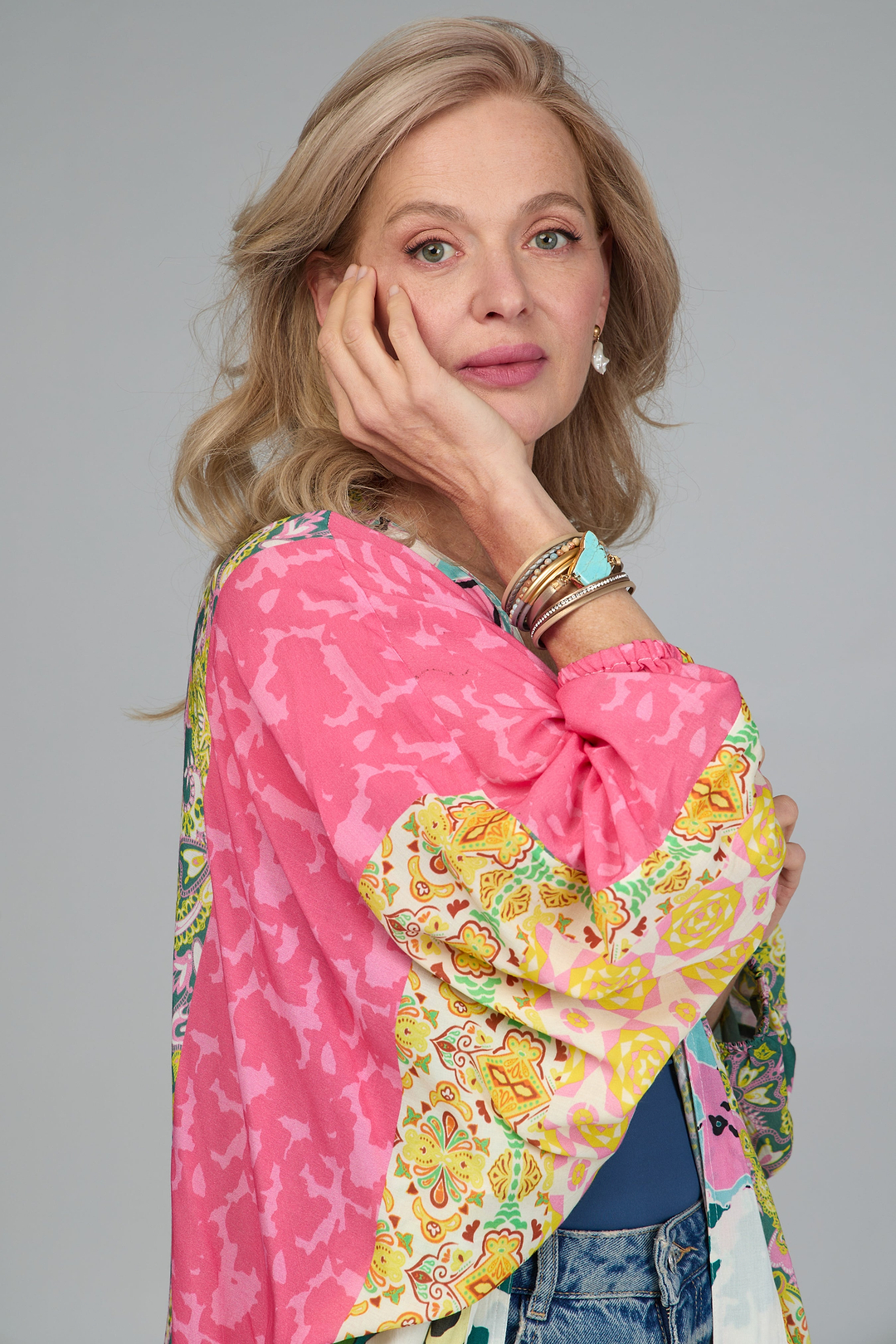 Multicolored Mixed Patterned Kimono