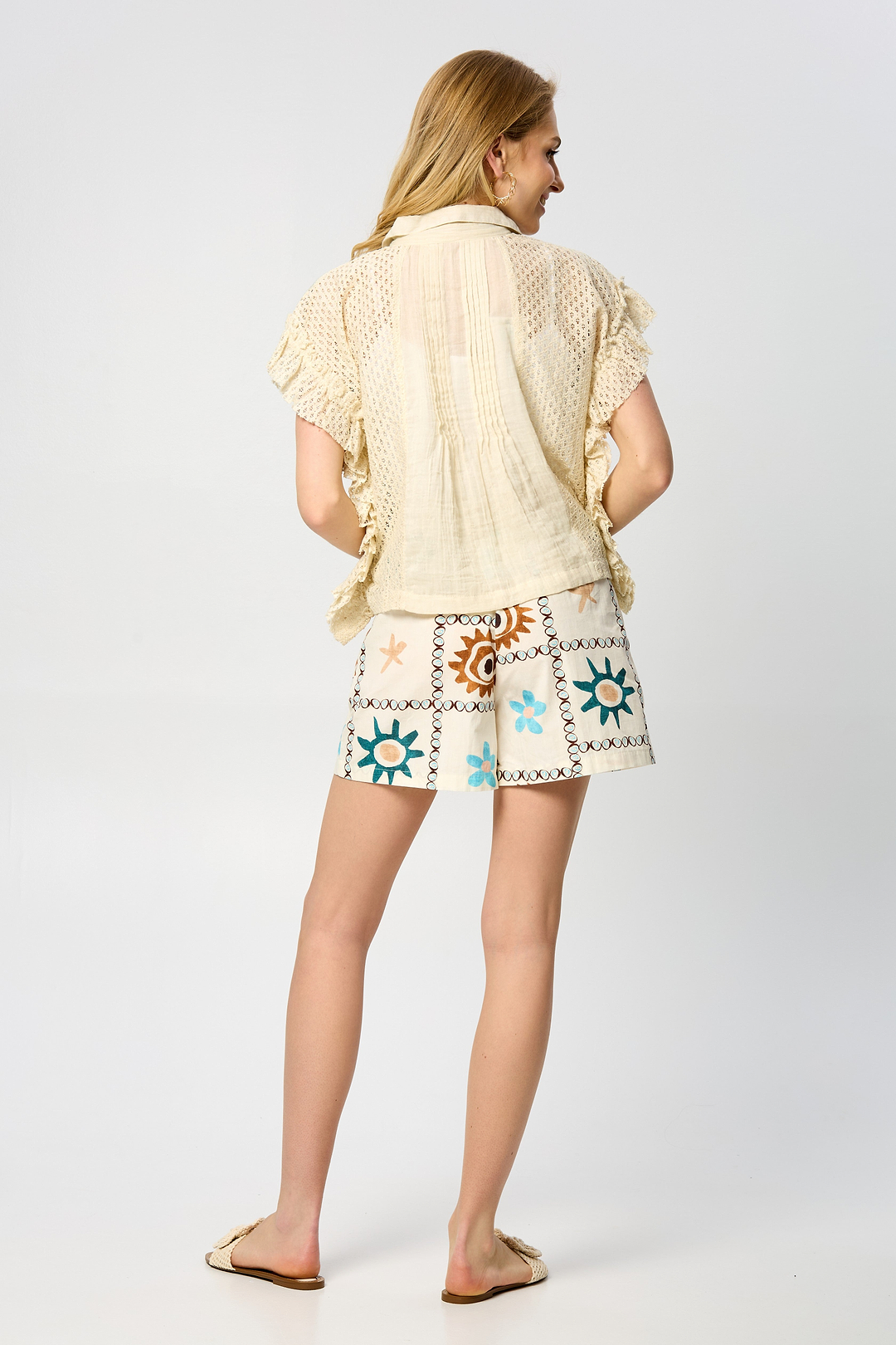 Ruffled Lace Button Down Shirt