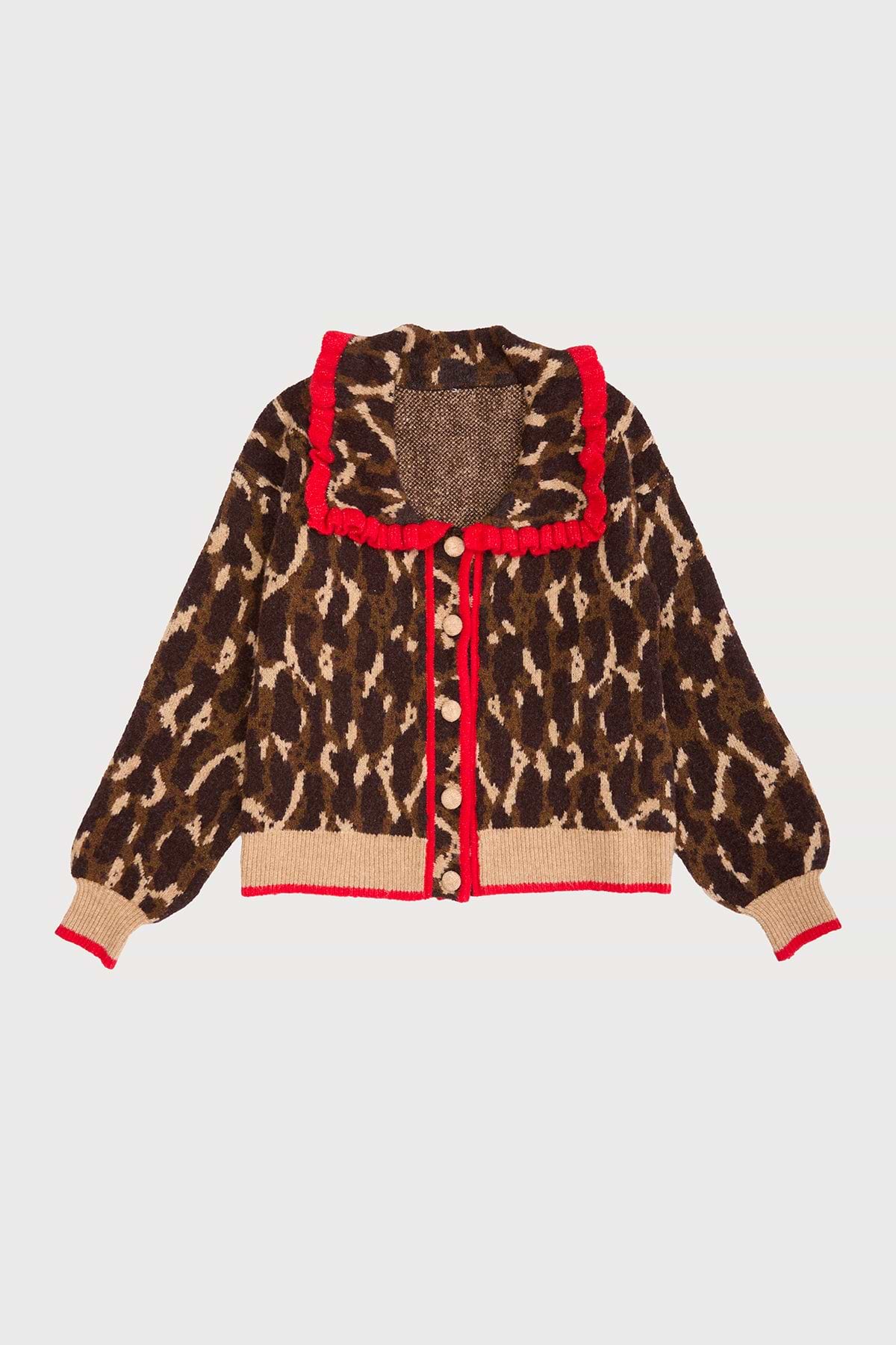 Leopard Collar Button Cardigan – SAACHI