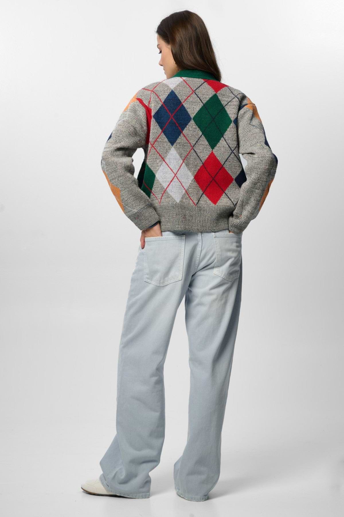 Classic Colorful Argyle Cardigan – SAACHI