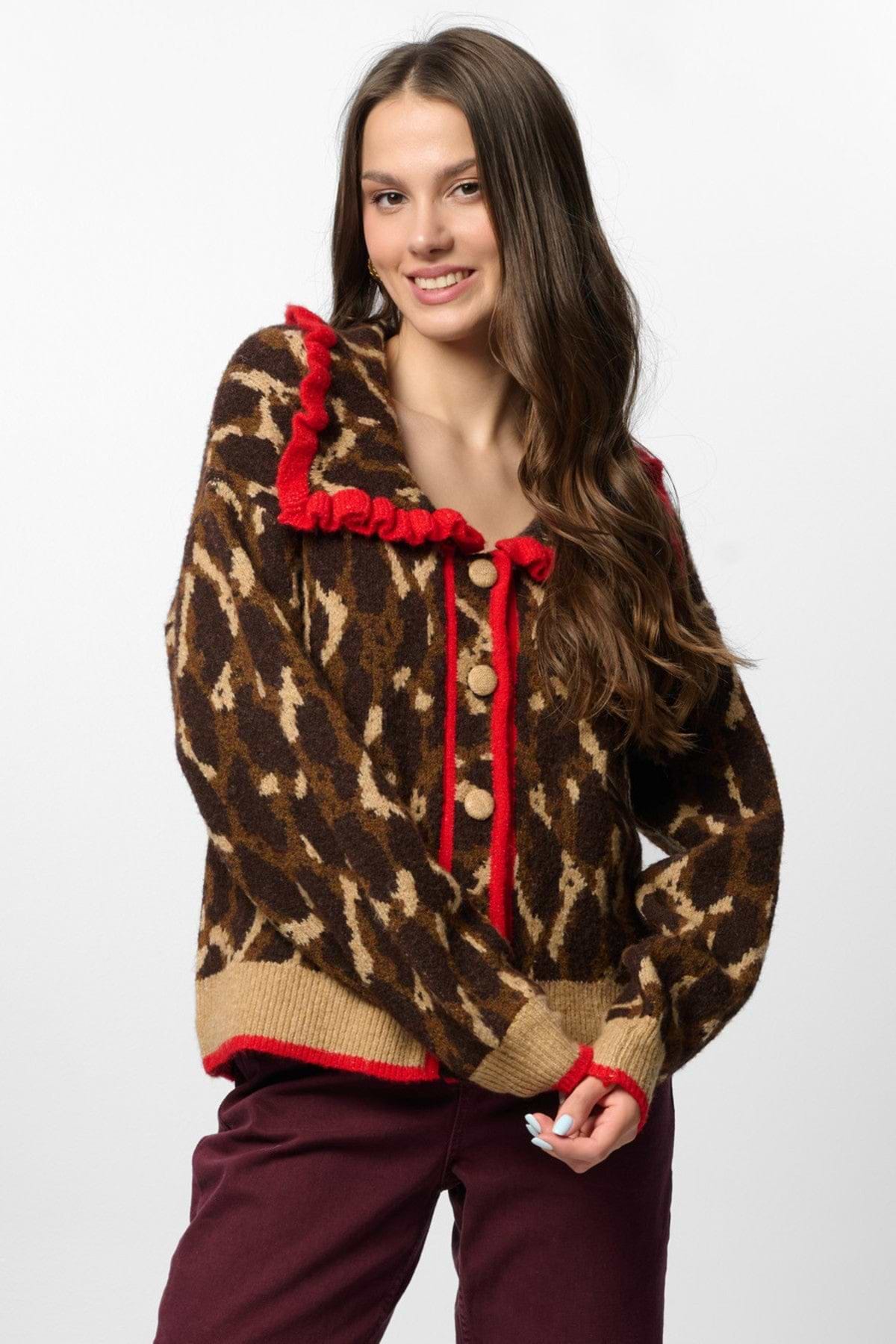 Leopard Collar Button Cardigan – SAACHI