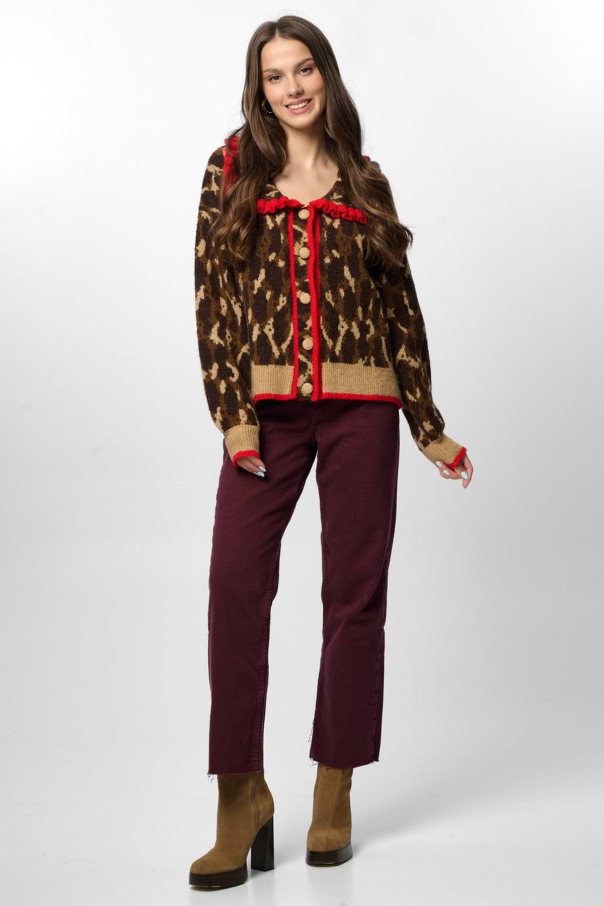 Leopard Collar Button Cardigan – SAACHI