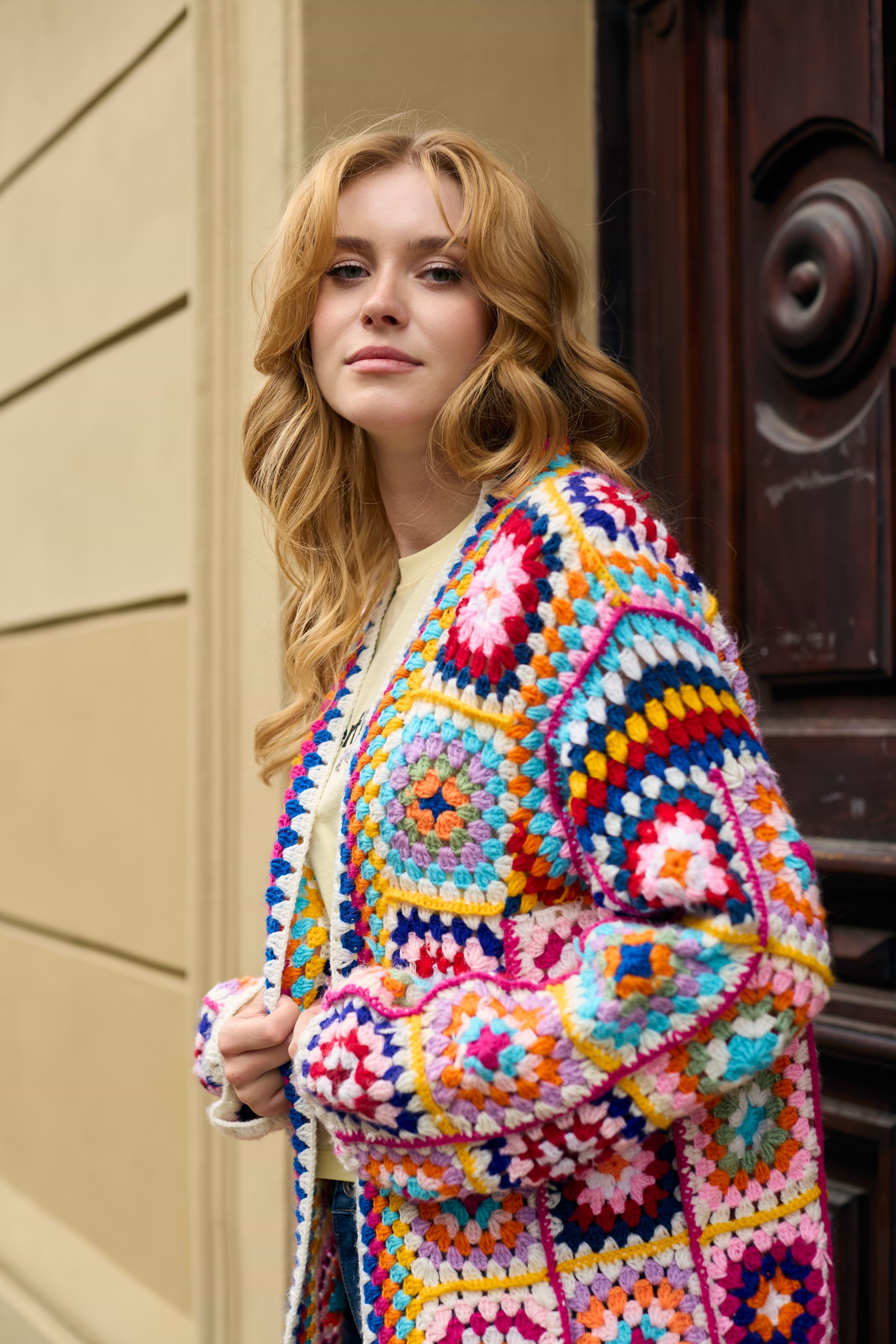 Crochet Multicolored Square Kimono – SAACHI