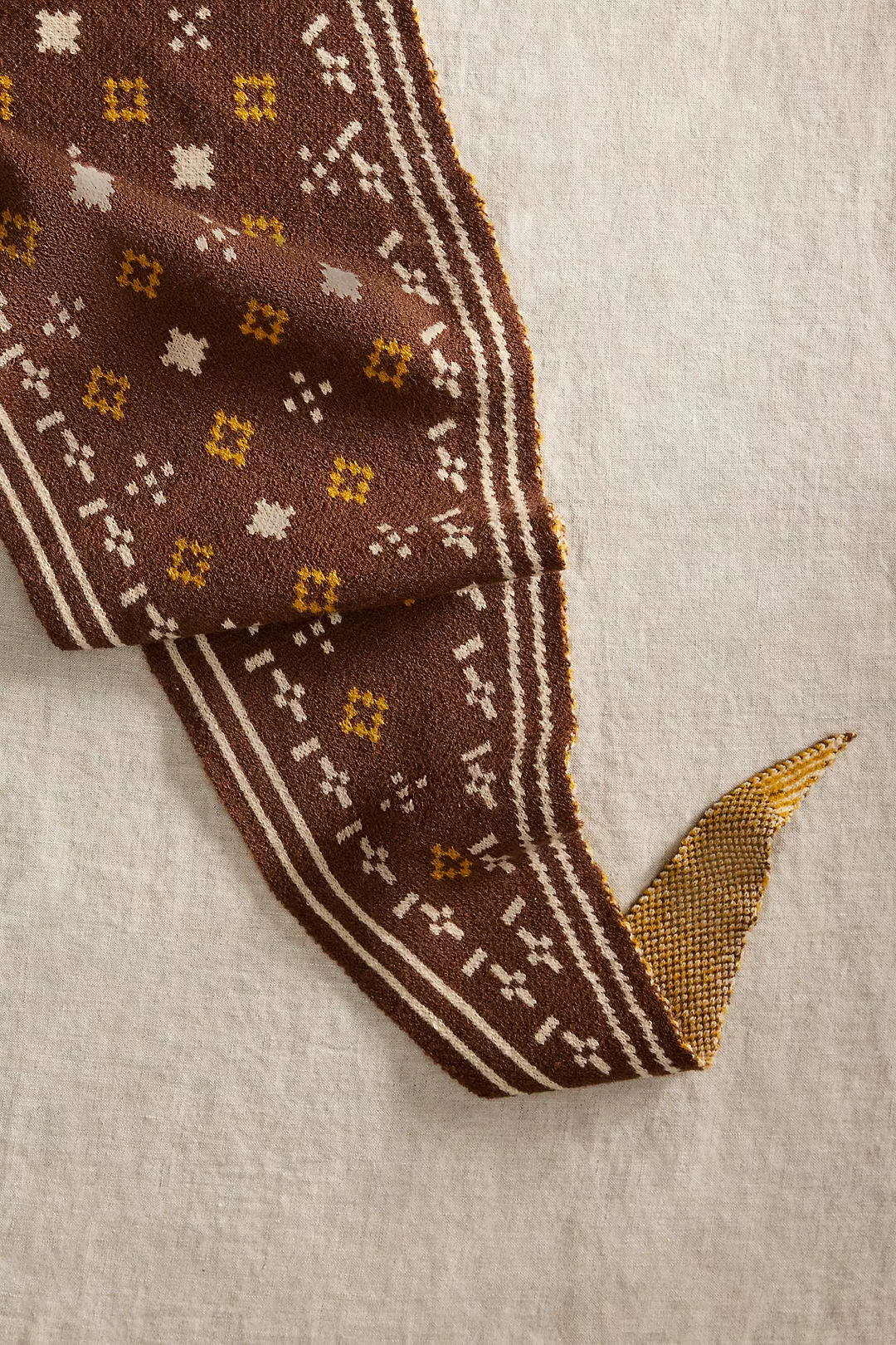 Foulard Knit Triangle Scarf - Brown