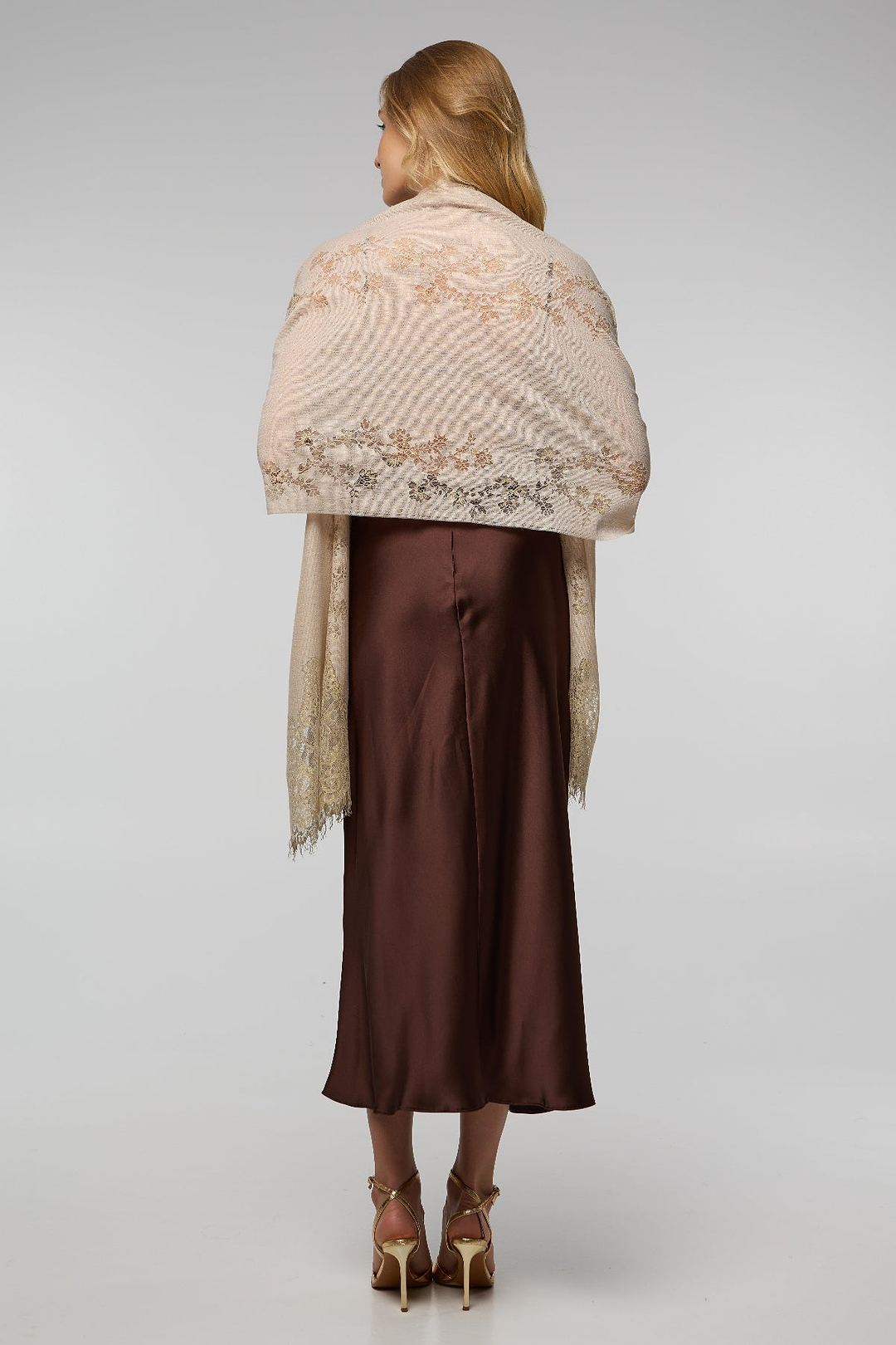 Lace Shimmer Scarf - Taupe