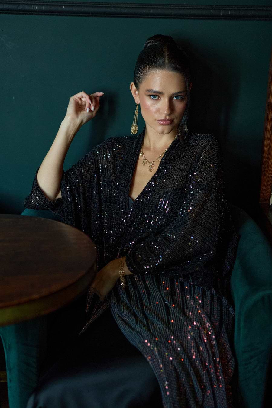 Sequin Kimono Duster Formal SAACHI Sequin Kimono Duster Formal SAACHI