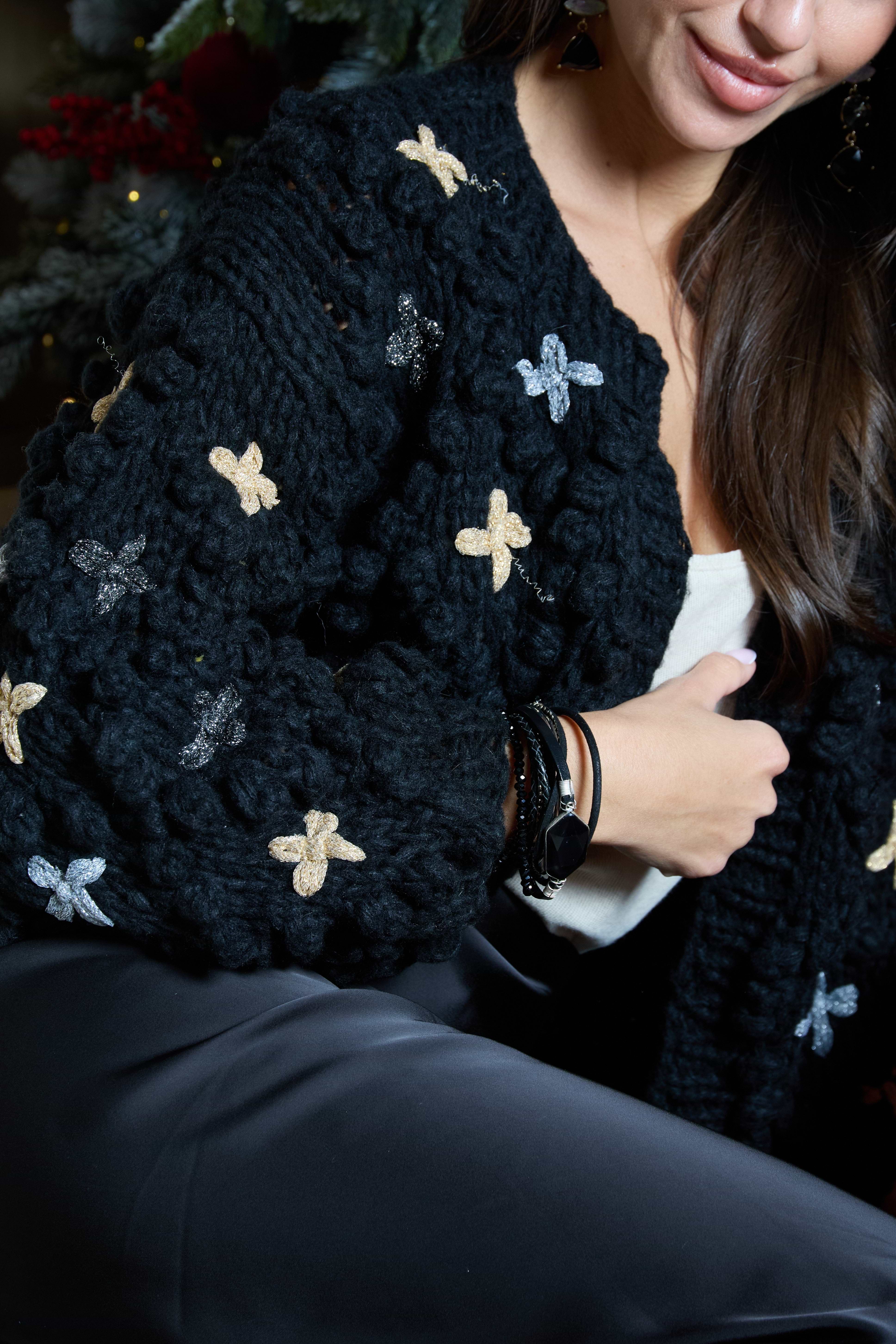 Floral Knitted Winter Cardigan for Women – SAACHI