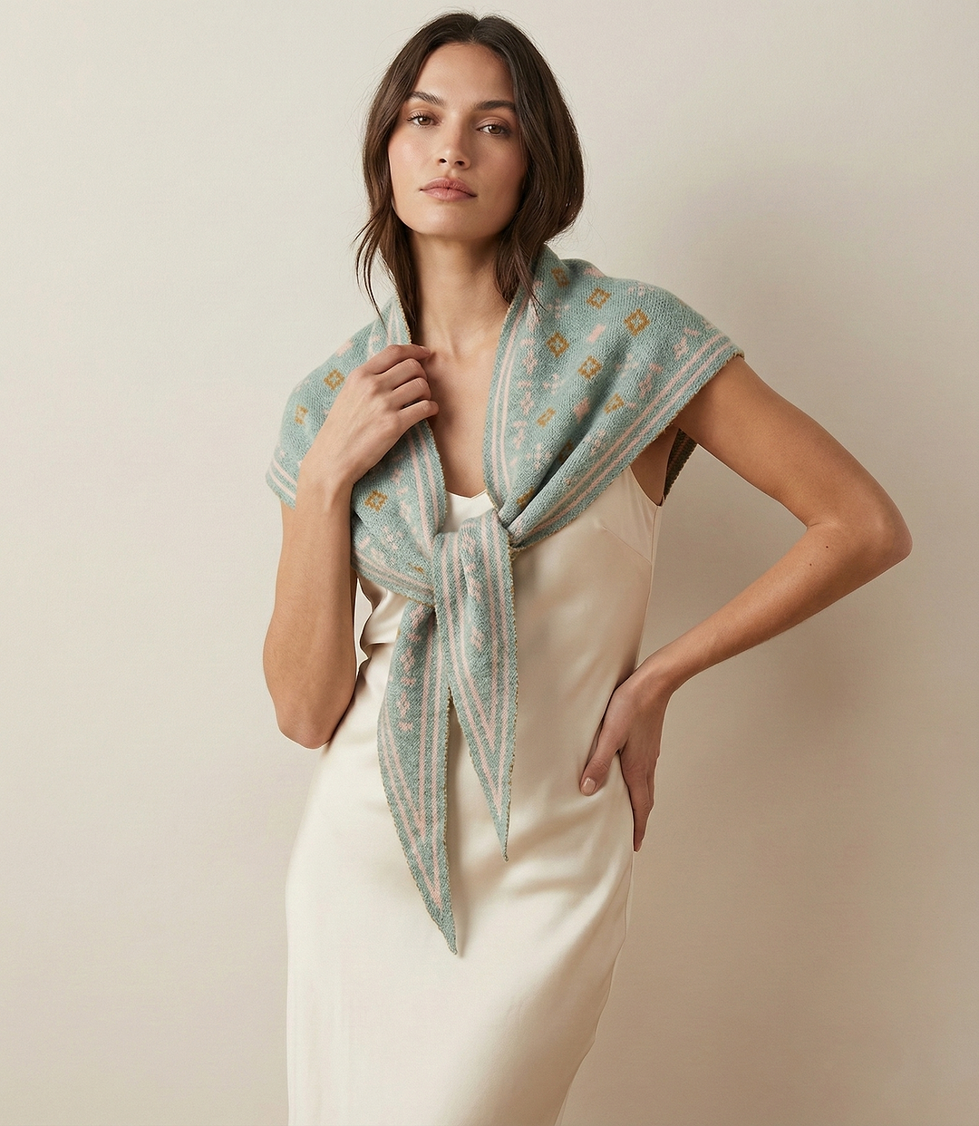 Foulard Knit Triangle Scarf - Light Blue