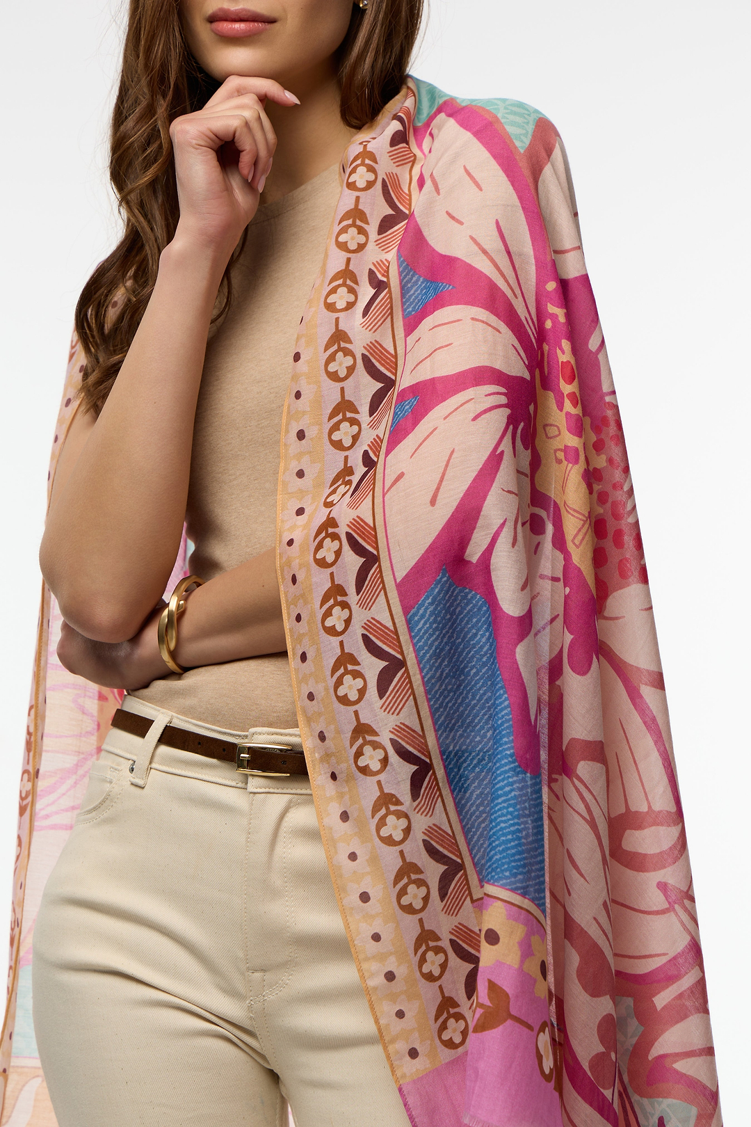 Floral Haze Printed Scarf - Pink