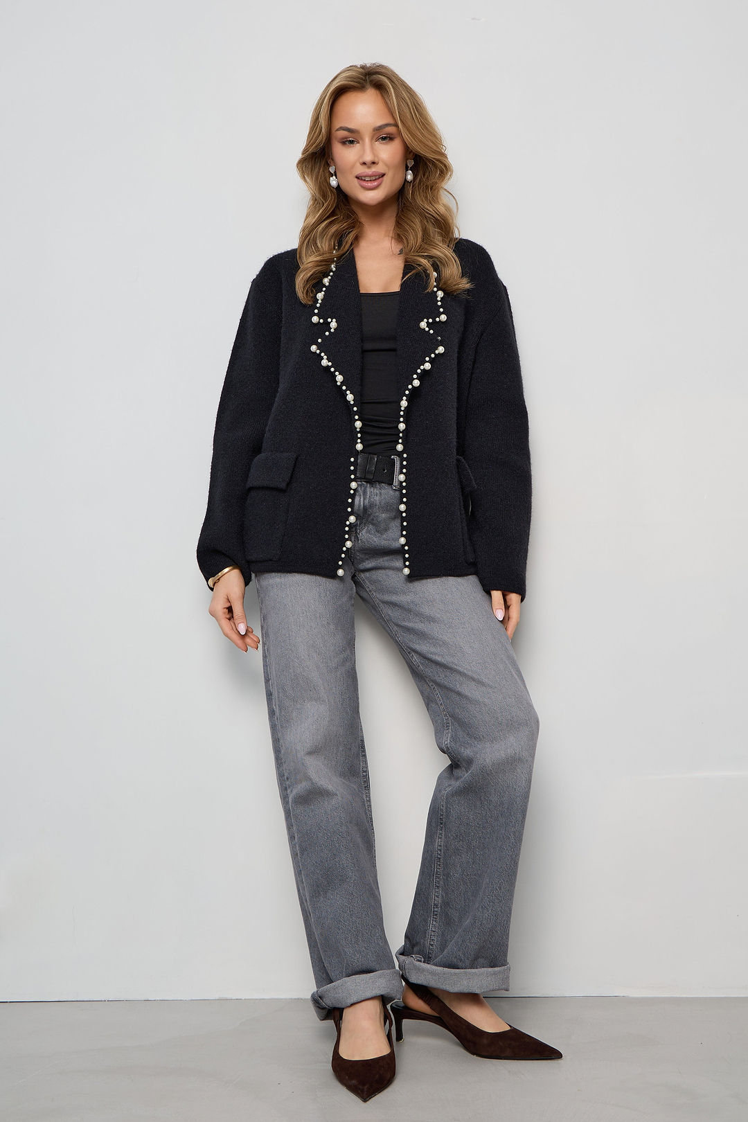 Pearl Trim Short Blazer