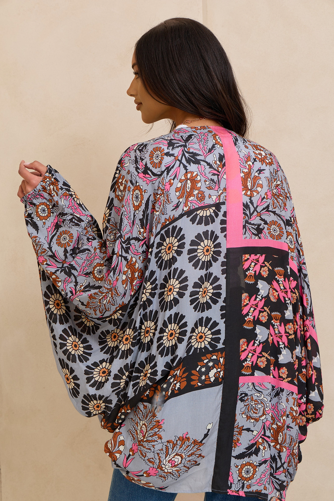 Abstract Floral Kimono Short