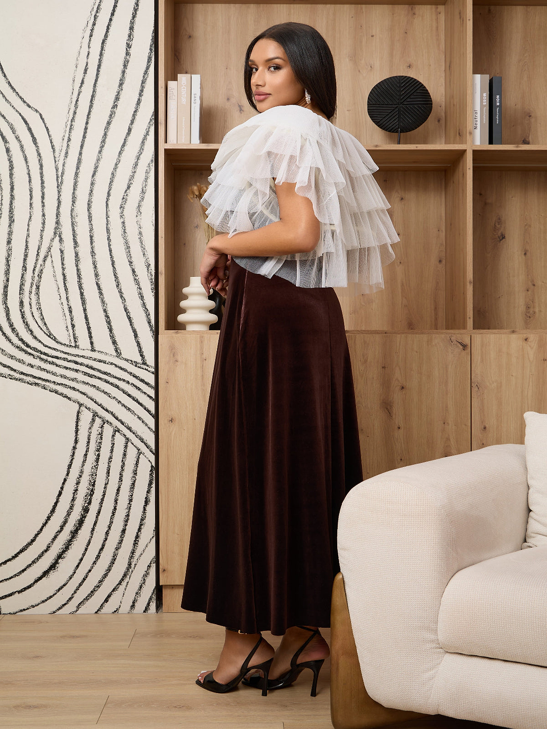 Ruffle Tulle Capelet - Ivory