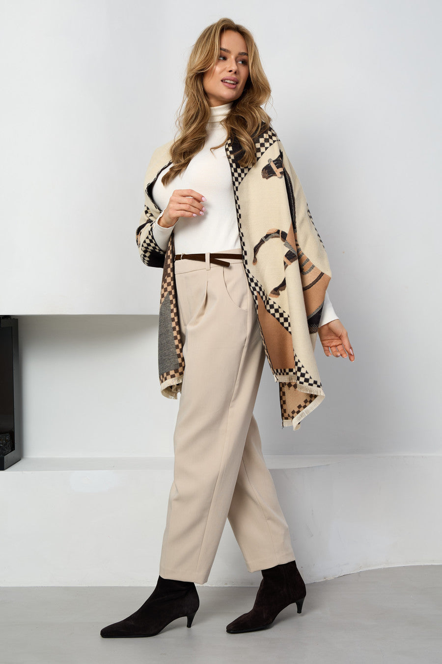 Equestrian Reversible Scarf - Brown