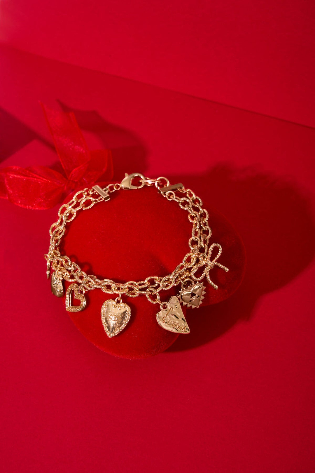 Mixed Heart Charm Bracelet