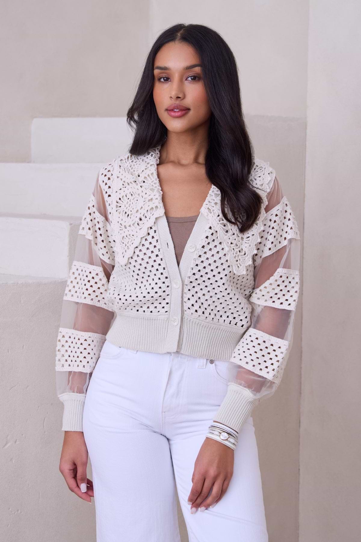 Hand Crochet Sheer Button Cardigan – SAACHI