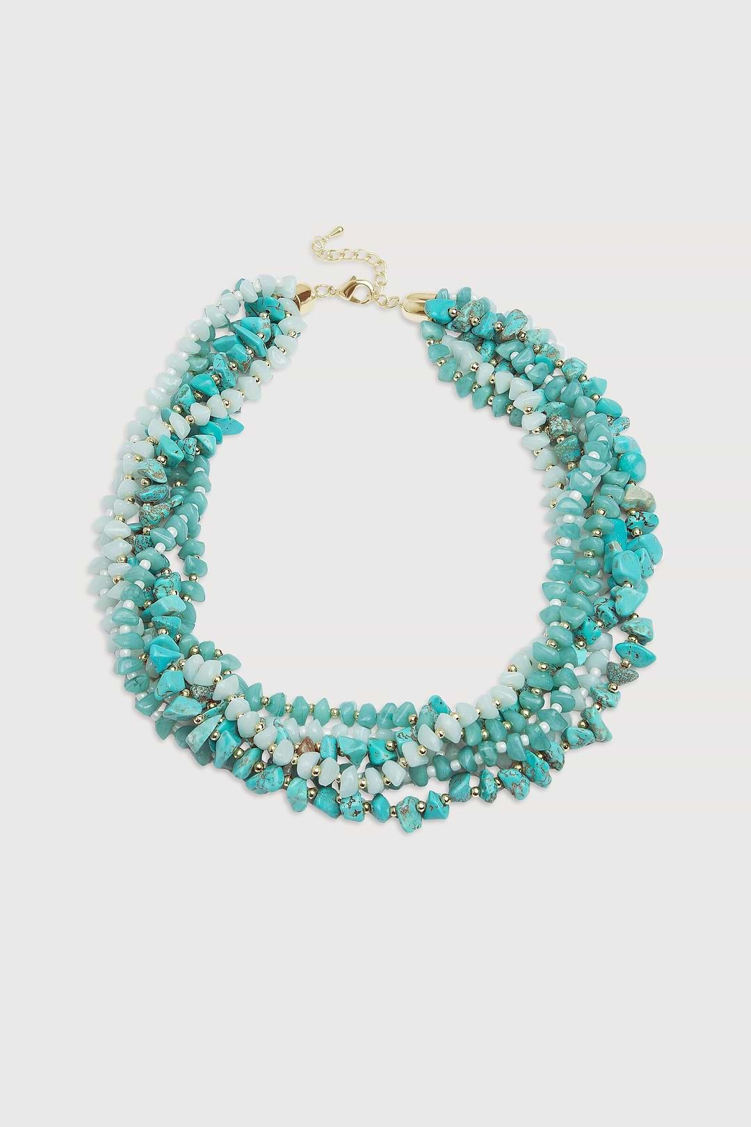 Turquoise Beaded Collar Necklace Aqua Blue