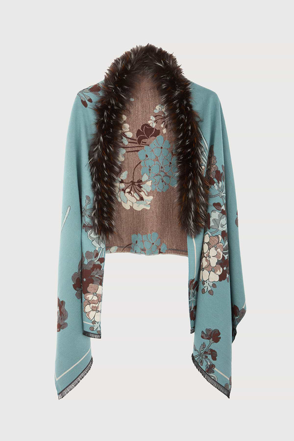 Bloom Reversible Fur Scarf - Light Blue