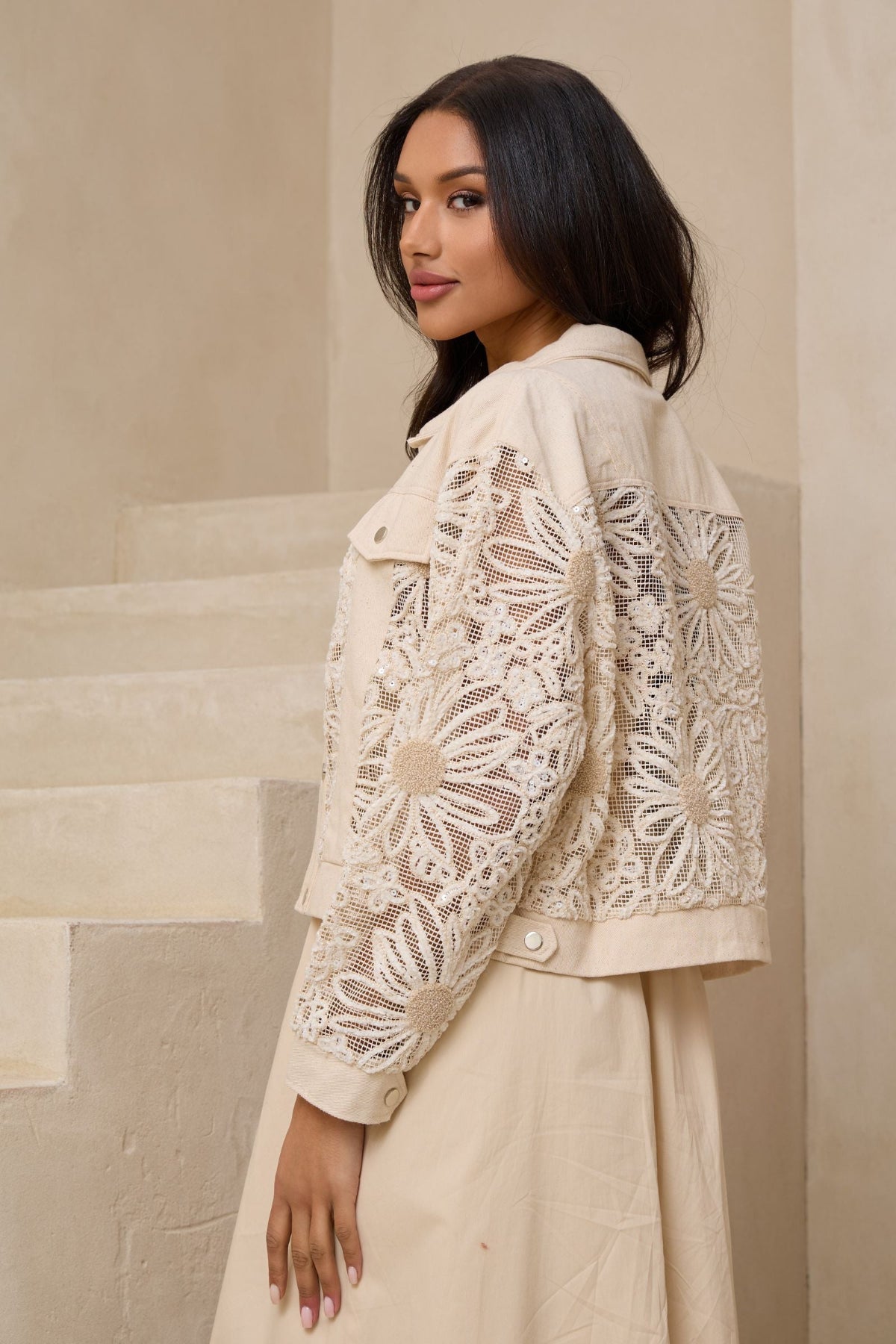 Denim Sequin Soft Lace Jacket – SAACHI