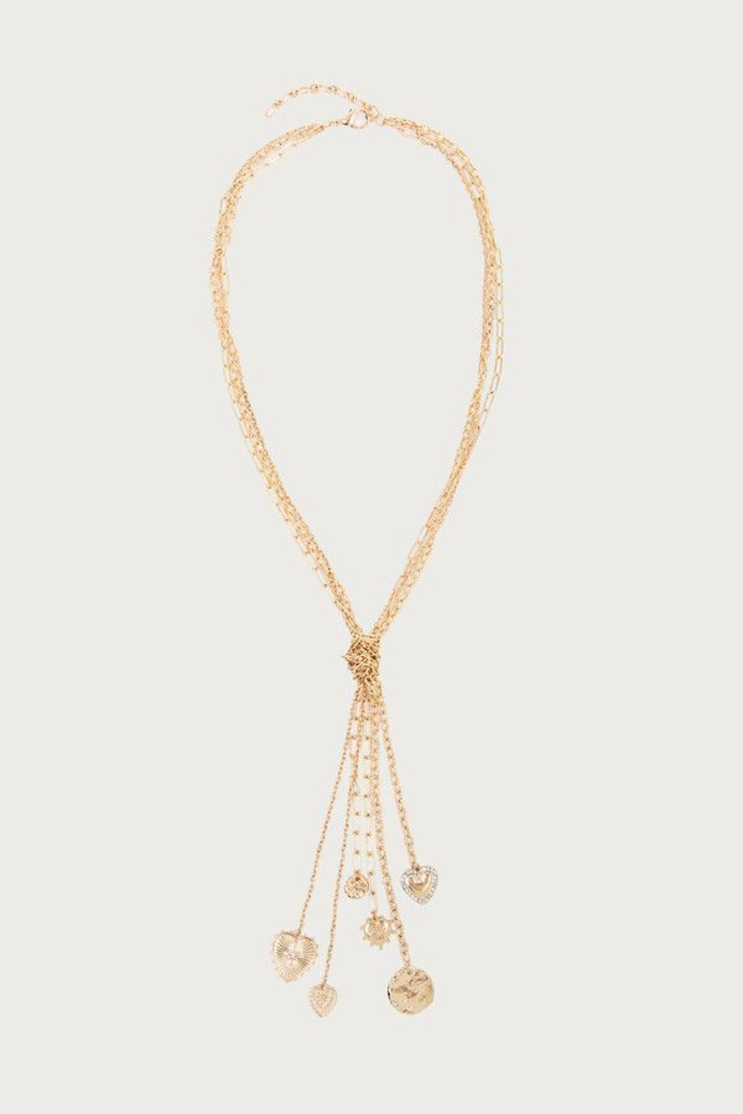 Long Charm Necklace - Gold