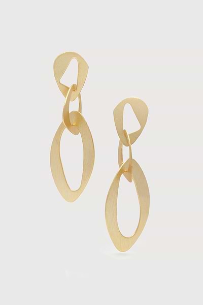 Triple Abstract Oval Dangle Earring Gold