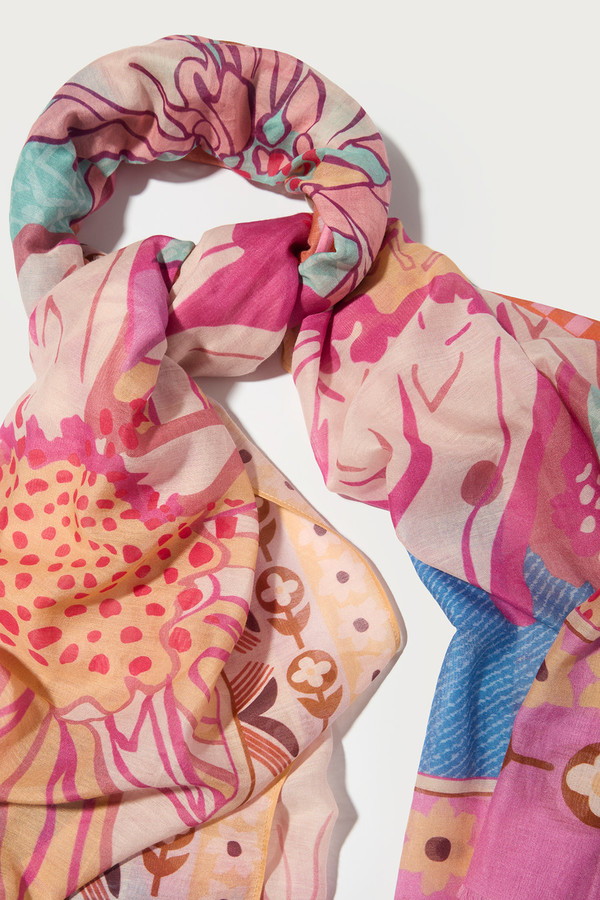 Floral Haze Printed Scarf - Pink
