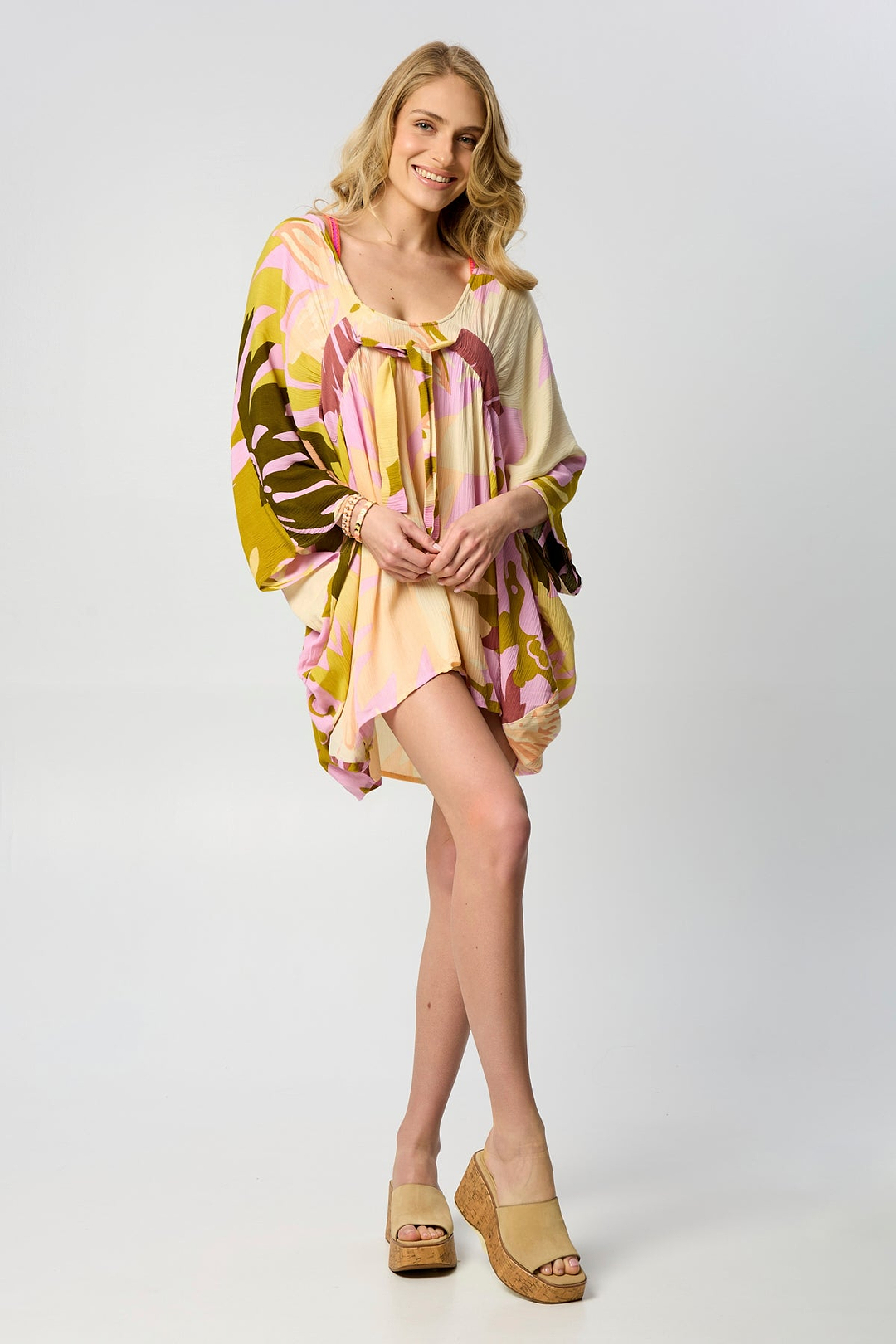 Multicolor Floral Short Kaftan