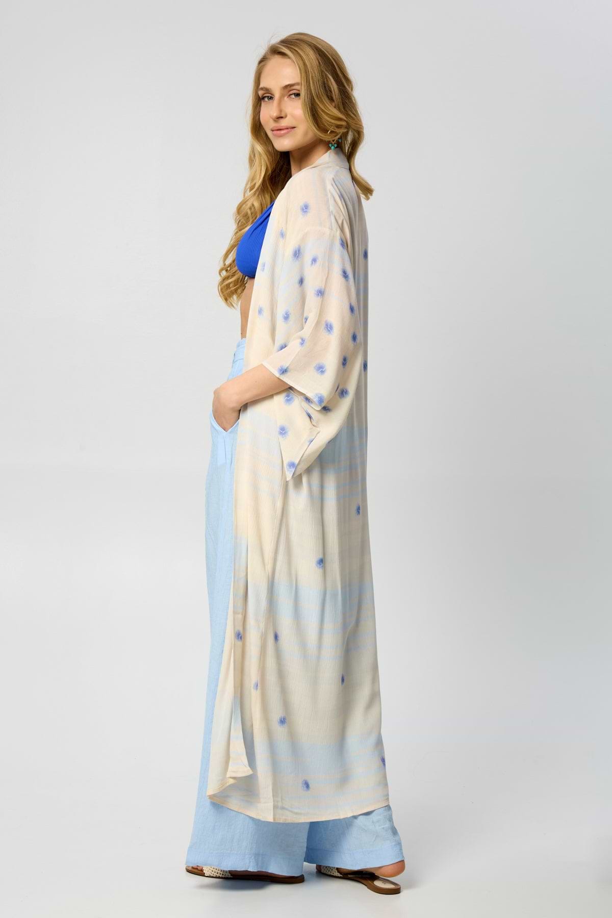 Soft Blue Dot Kimono