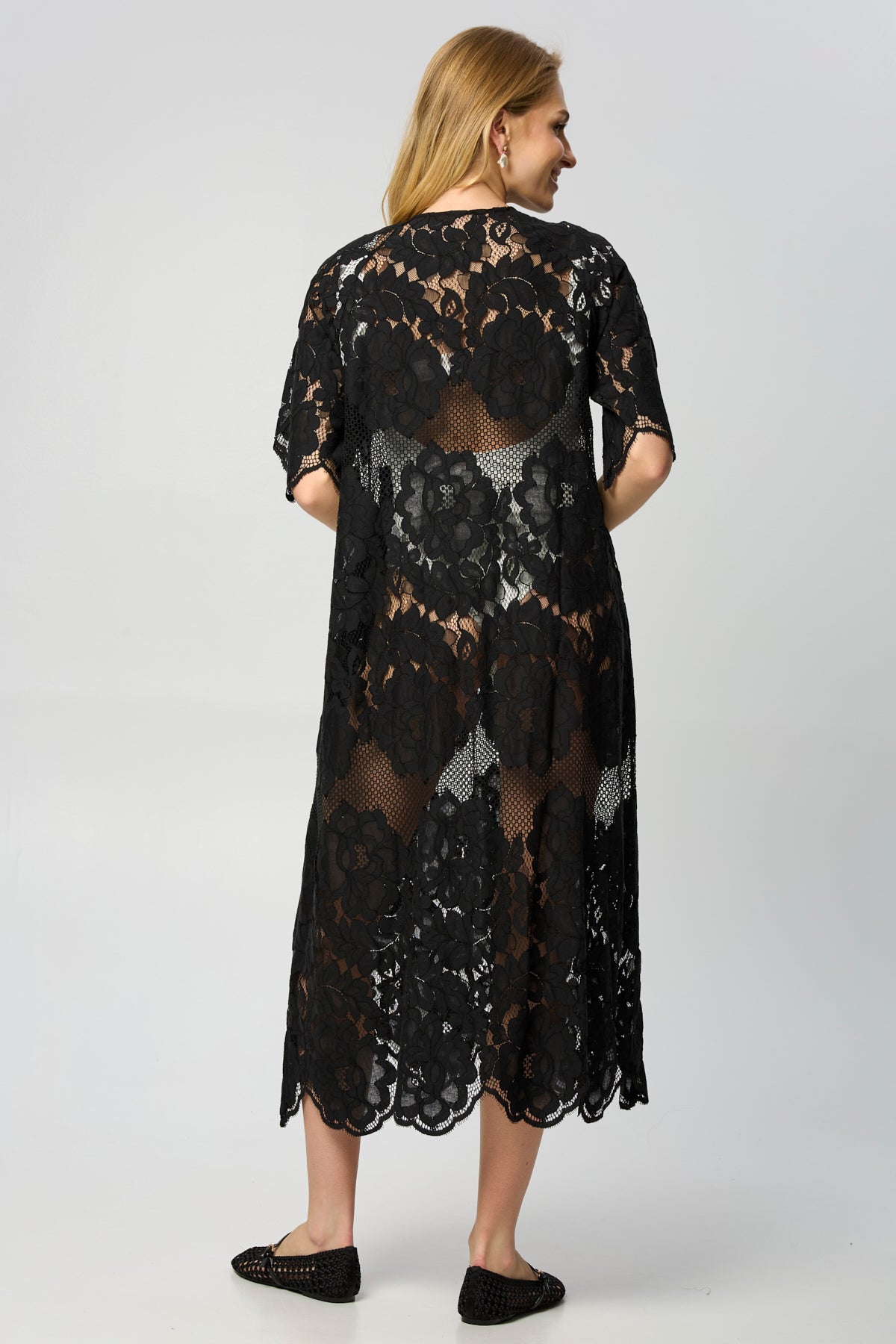 Floral Mesh Lace Kaftan