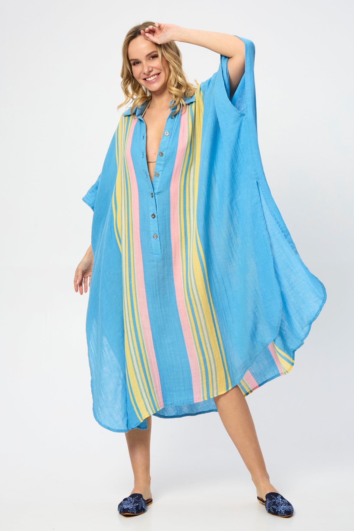Striped Collared Kaftan