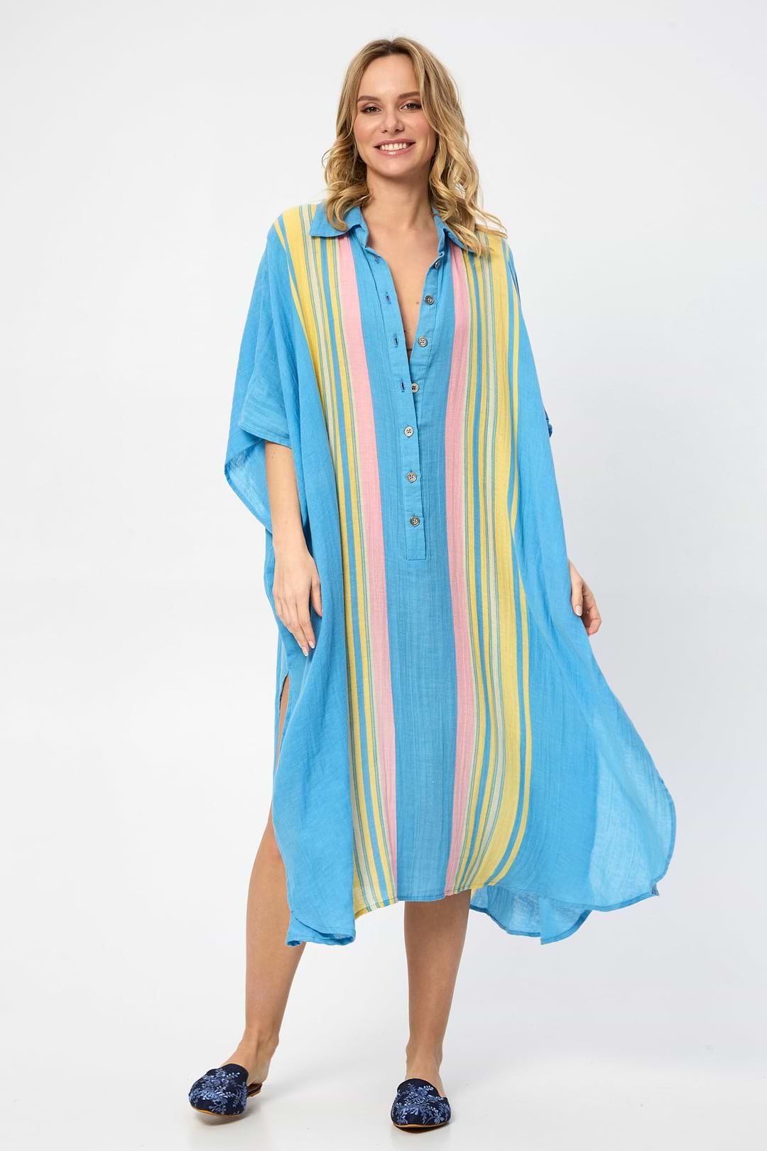 Striped Collared Kaftan